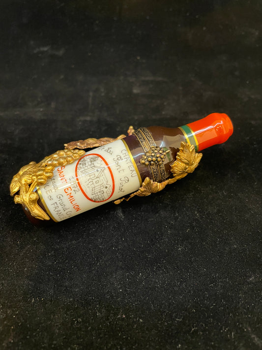 Limoges Wine Bottle on Caddy Trinket Box (03002K)