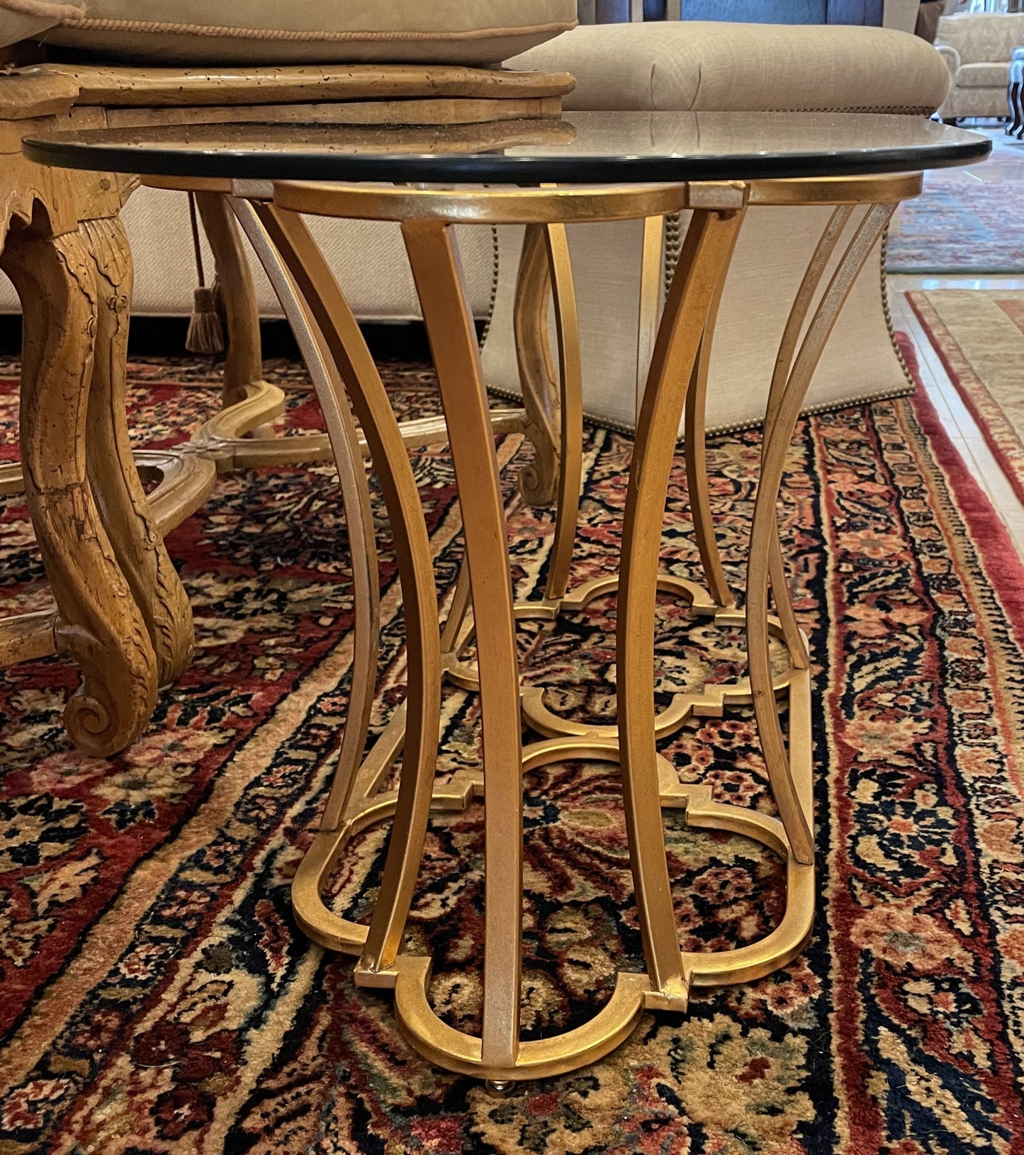 Quatrefoil Gilt Cocktail Table, Oval (0OT00D)