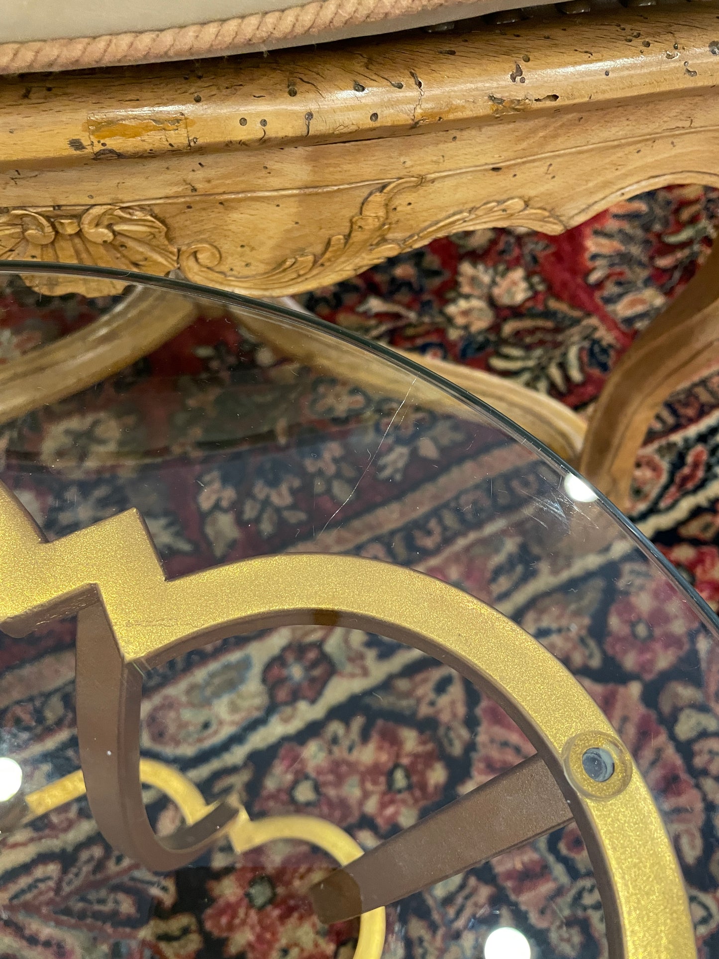 Quatrefoil Gilt Cocktail Table, Oval (0OT00D)