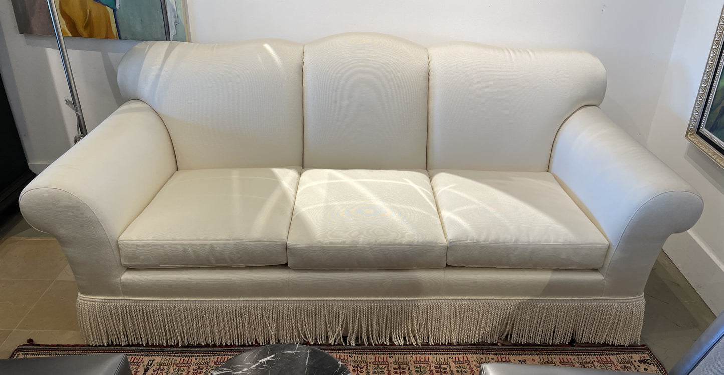 Bespoke Silk Cord Sofa with Bullion Fringe, AS IS (0OT00H)