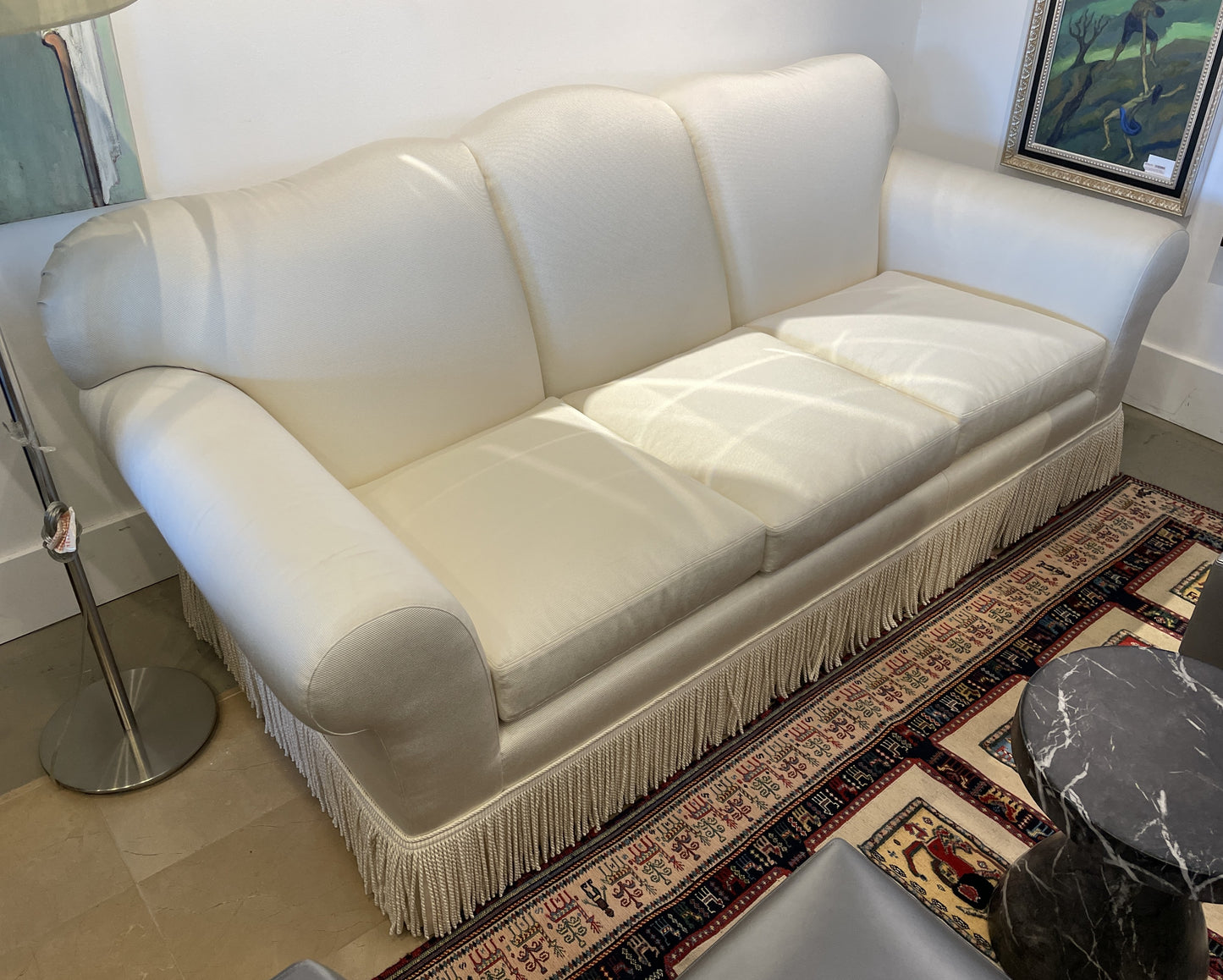 Bespoke Silk Cord Sofa with Bullion Fringe, AS IS (0OT00H)