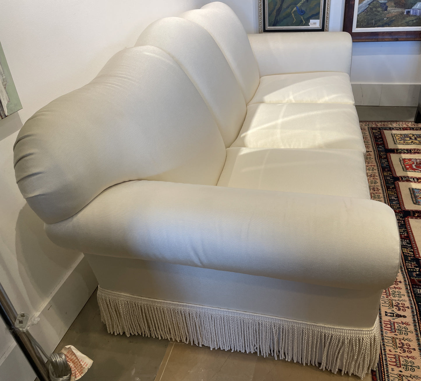 Bespoke Silk Cord Sofa with Bullion Fringe, AS IS (0OT00H)