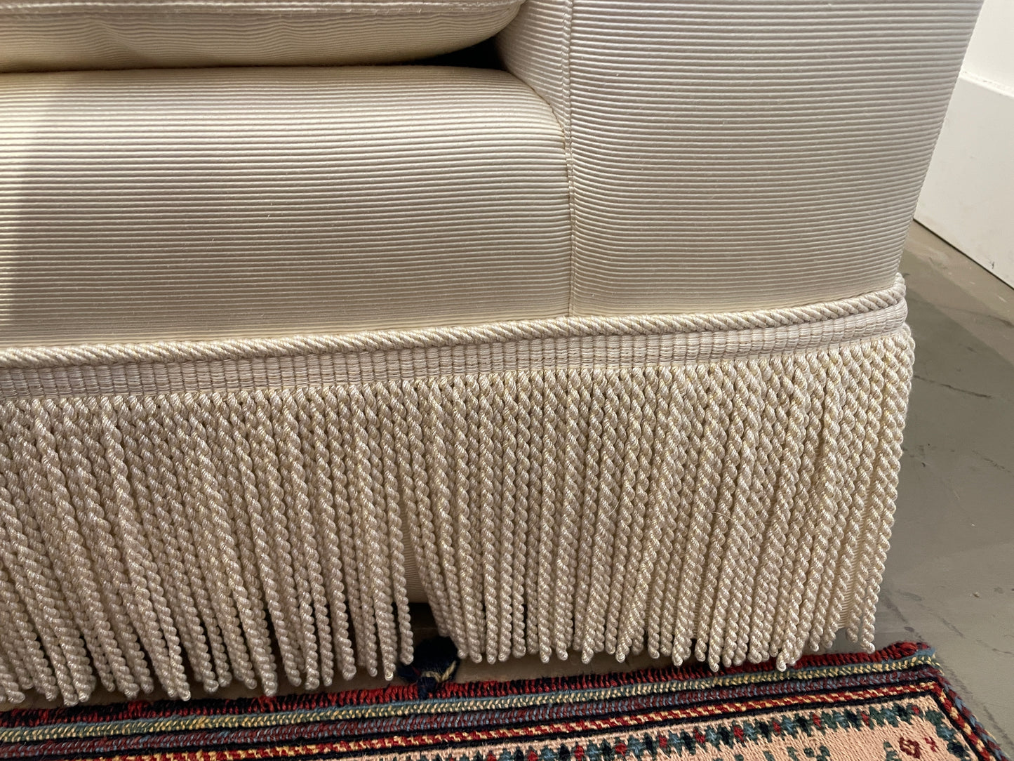 Bespoke Silk Cord Sofa with Bullion Fringe, AS IS (0OT00H)