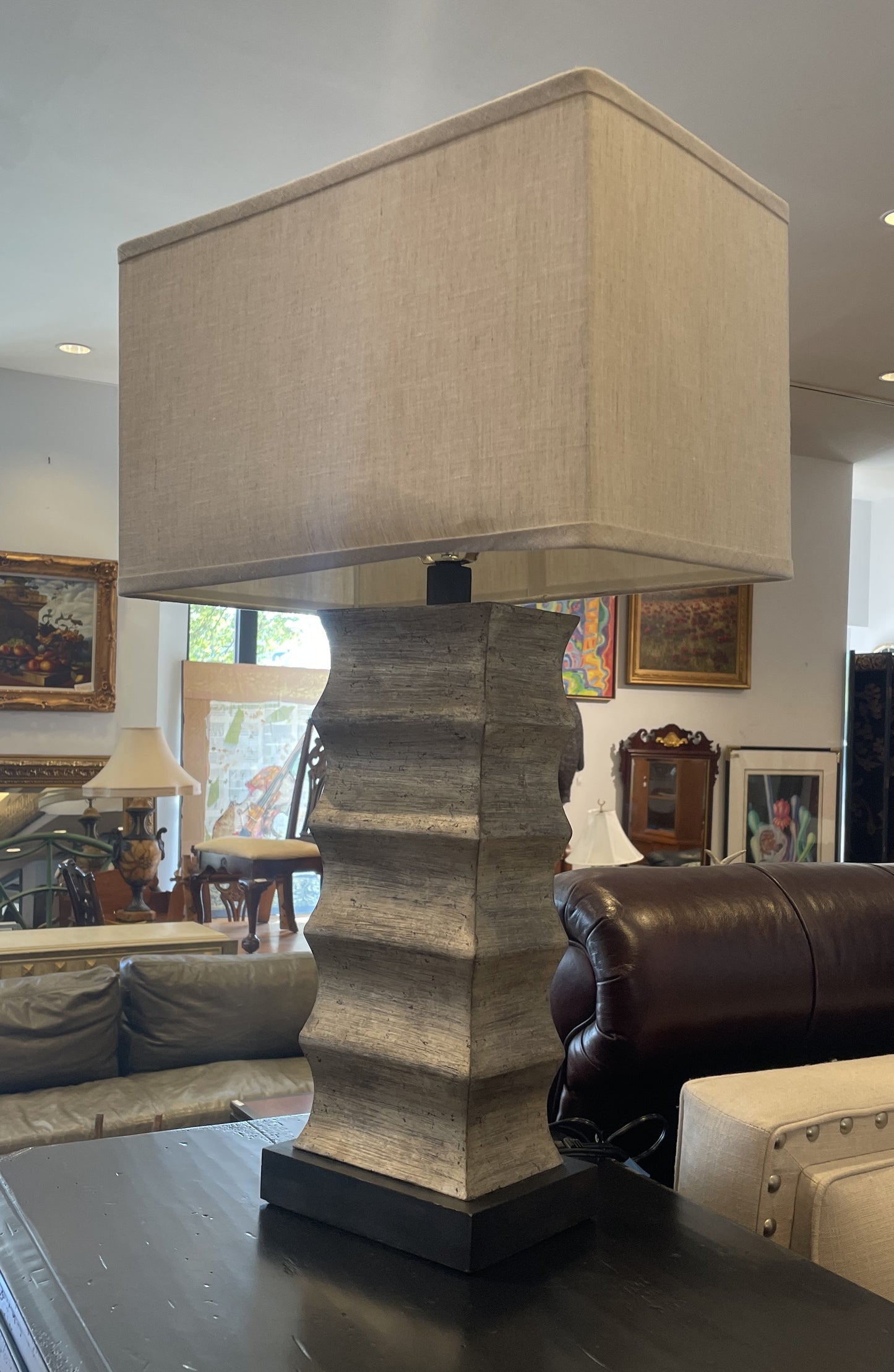Currey and Co Table lamp with faux finished waterfall base (0HE008)