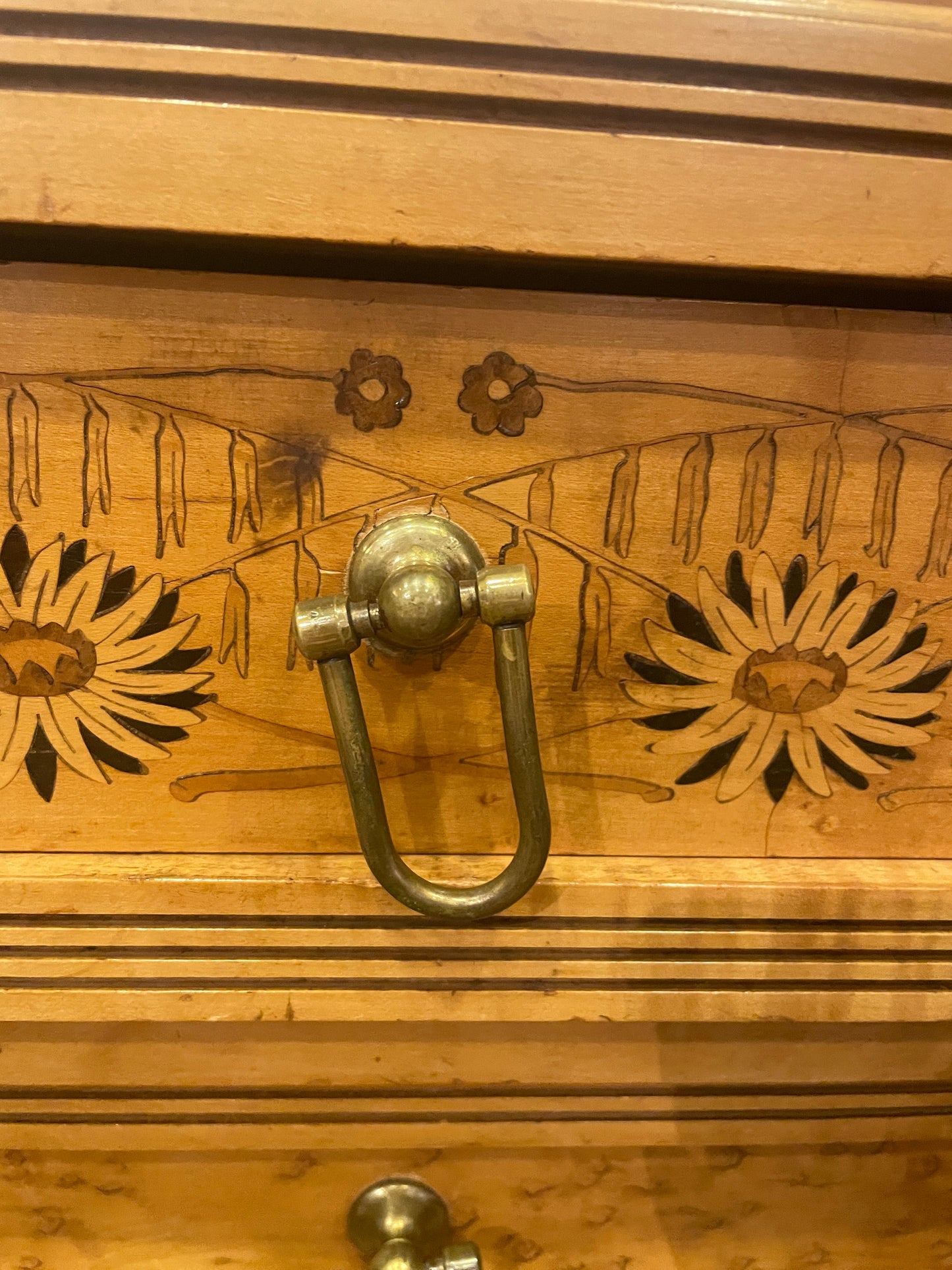 Continental 19th Century Birdseye maple with marquetry Dresser and Mirror, AS IS (0H8002)