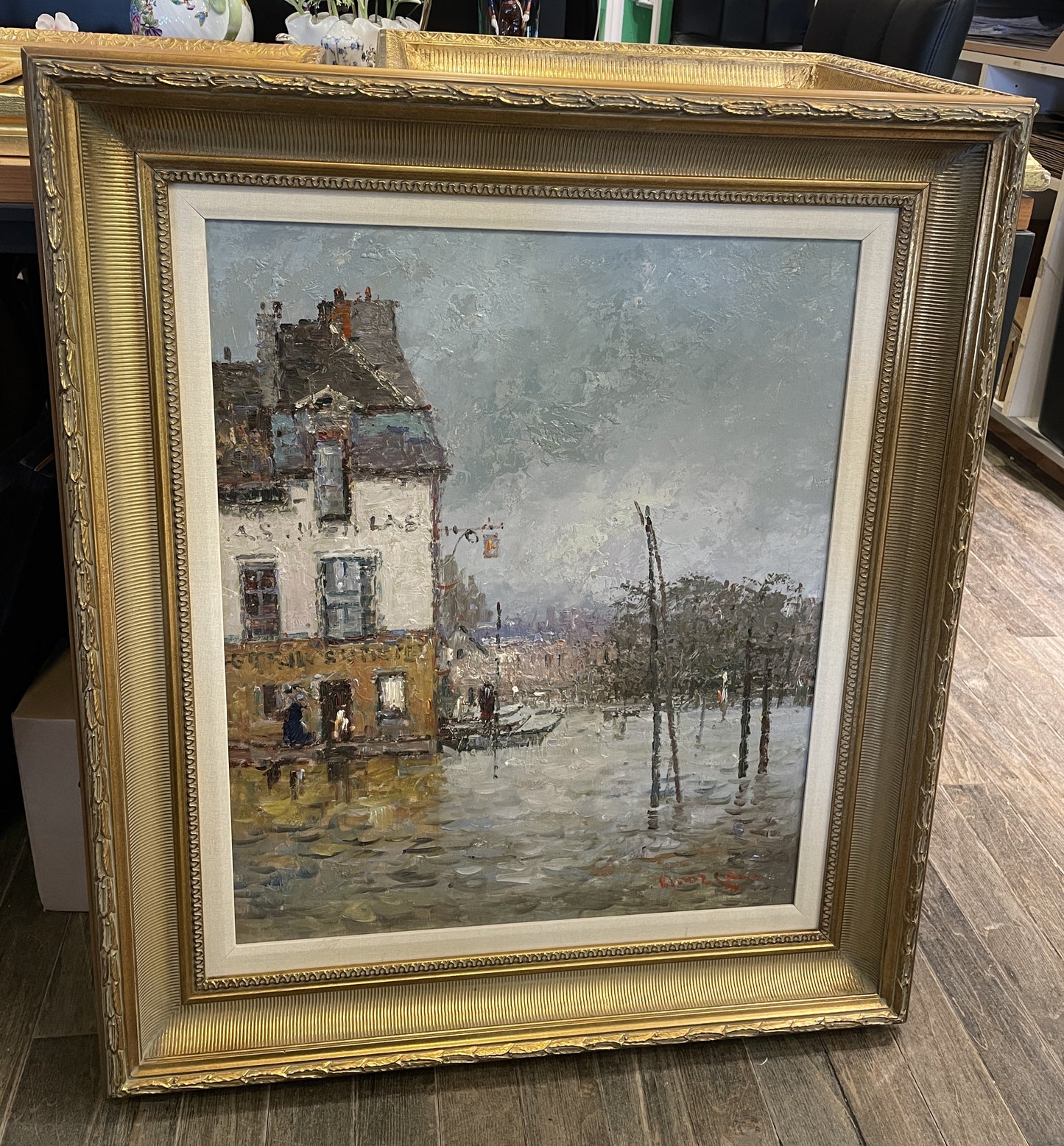"Flood at Port Marley" after Alfred Sisley, Signed Morgan (0OT011)