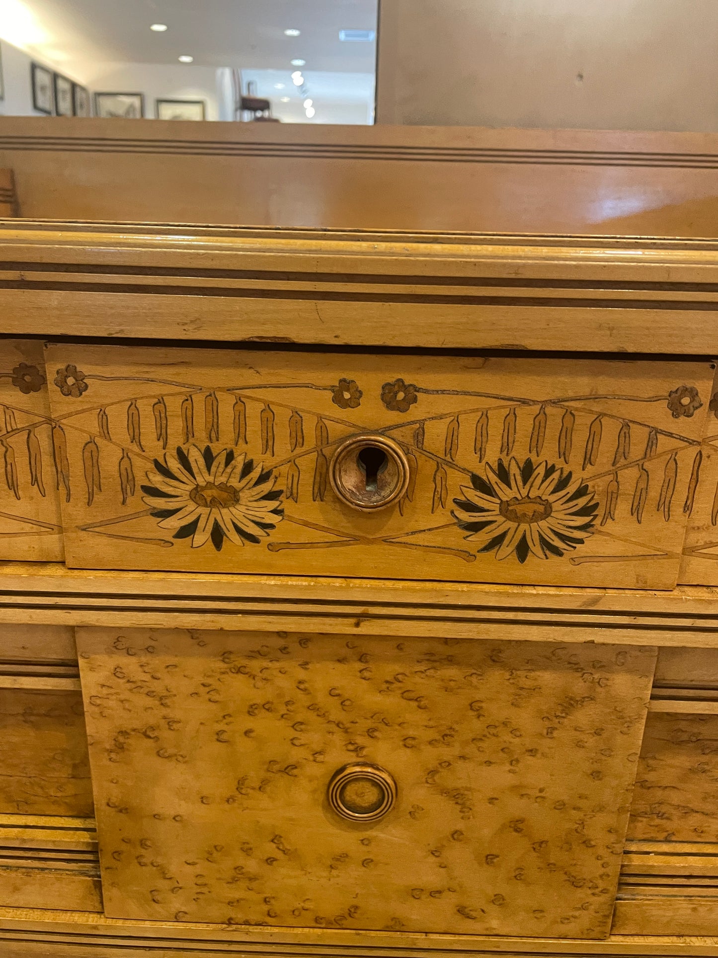 Continental 19th Century Birdseye maple with marquetry Dresser, AS IS (0H8001)