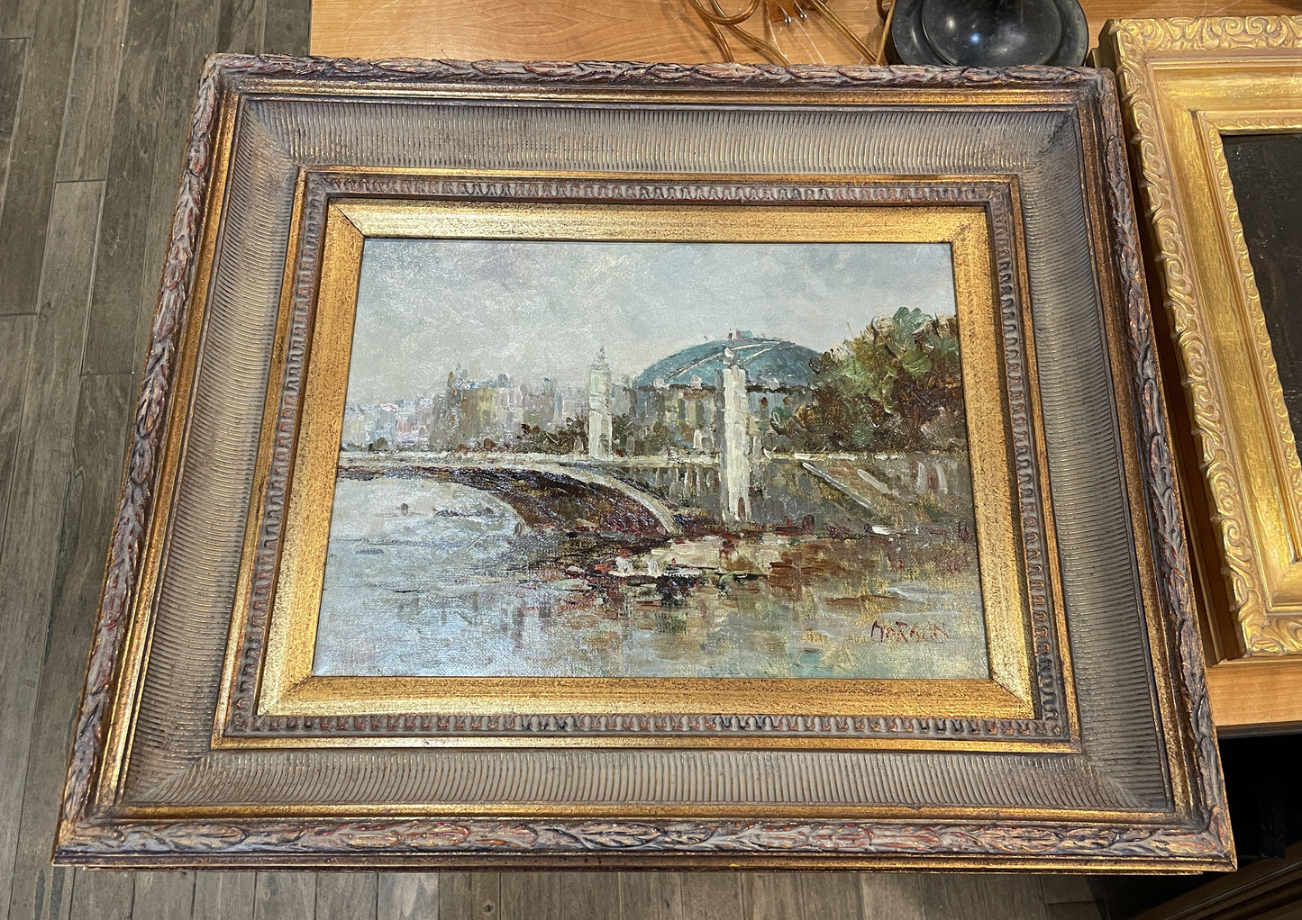 Impressionist River Scene, signed Morgan, oil on canvas (0OT012)
