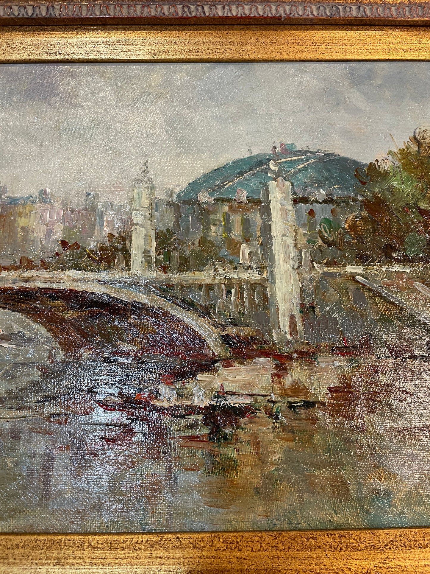 Impressionist River Scene, signed Morgan, oil on canvas (0OT012)