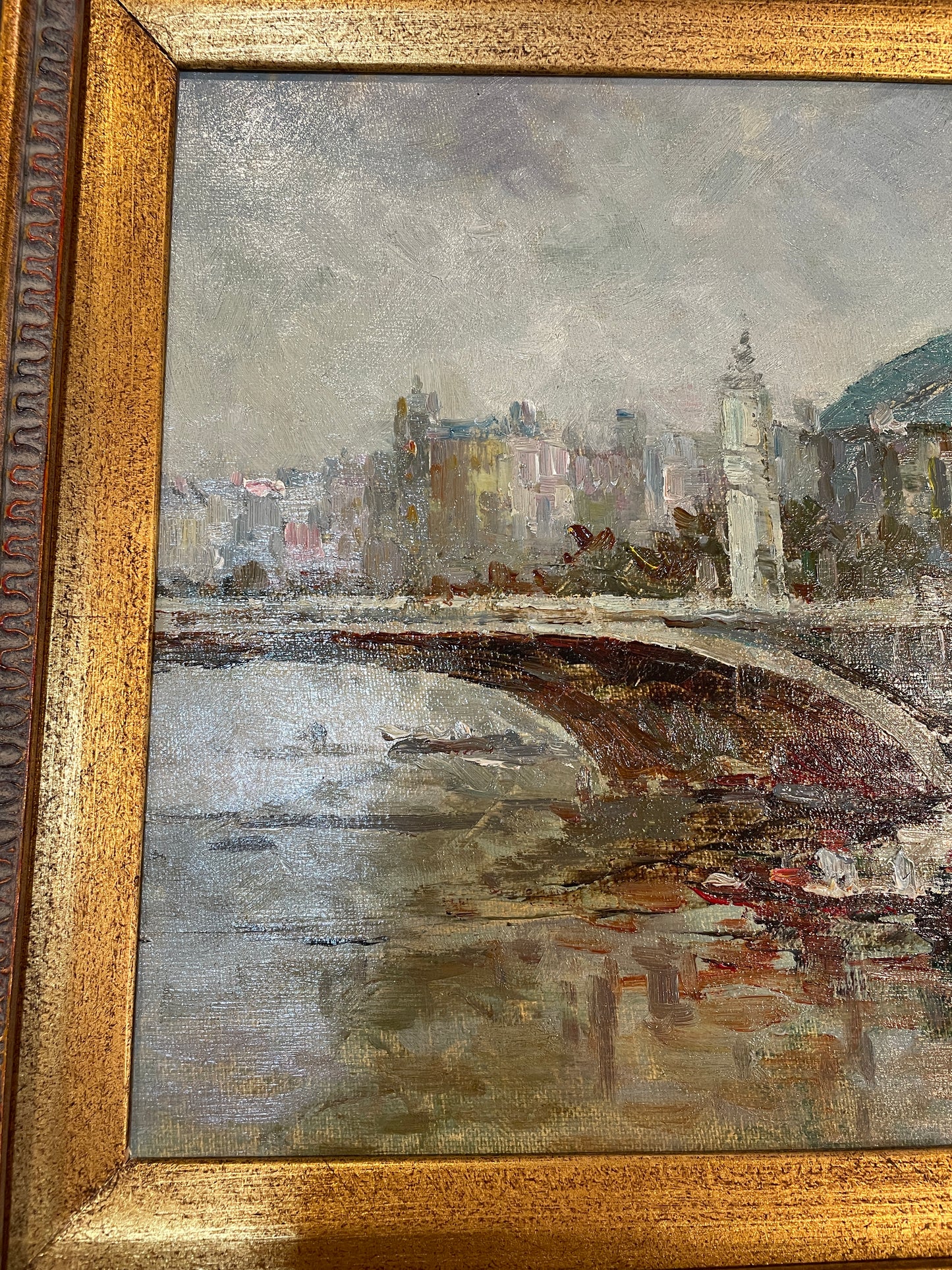 Impressionist River Scene, signed Morgan, oil on canvas (0OT012)