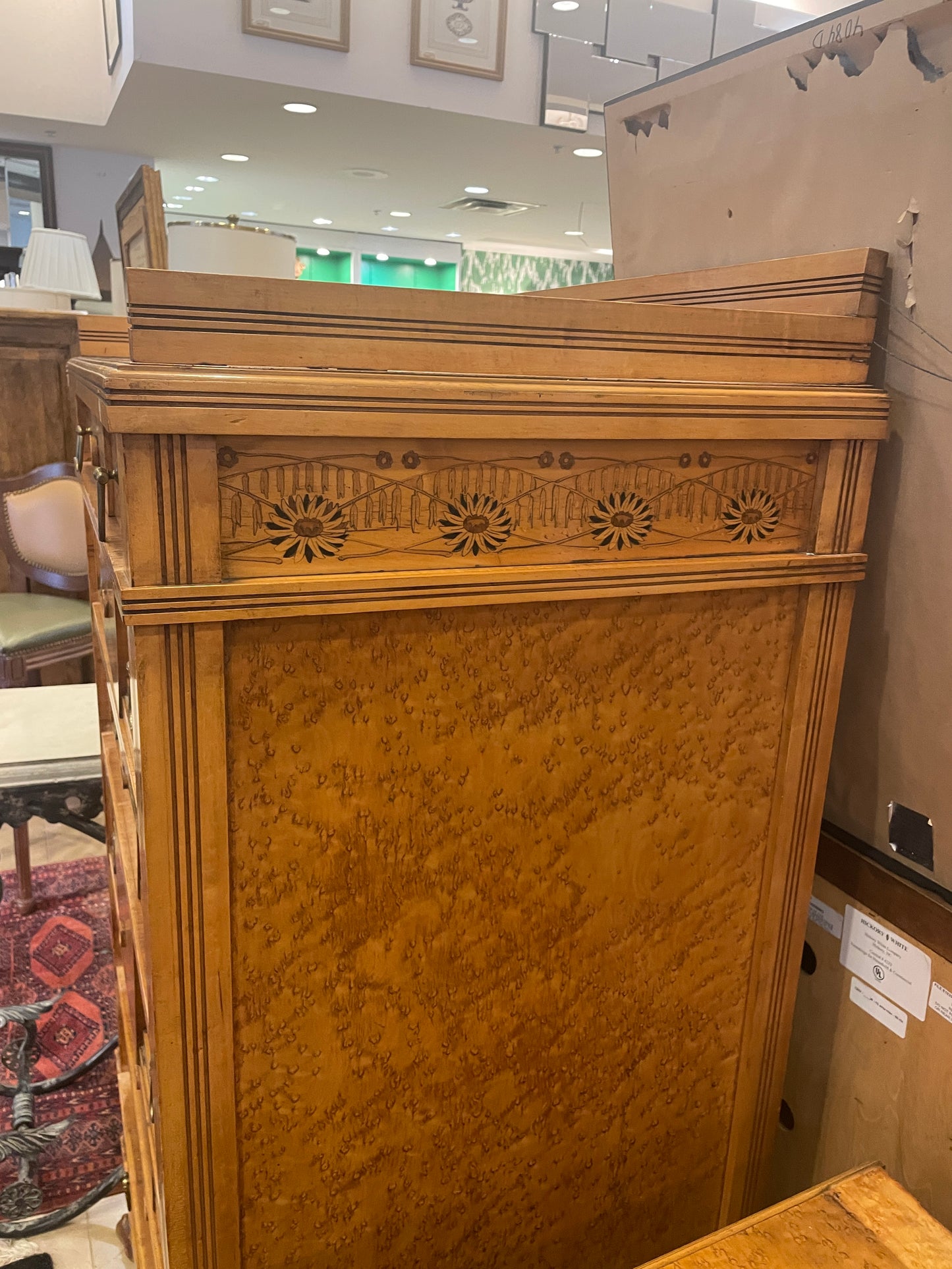 Continental 19th Century Birdseye maple with marquetry Dresser, AS IS (0H8001)