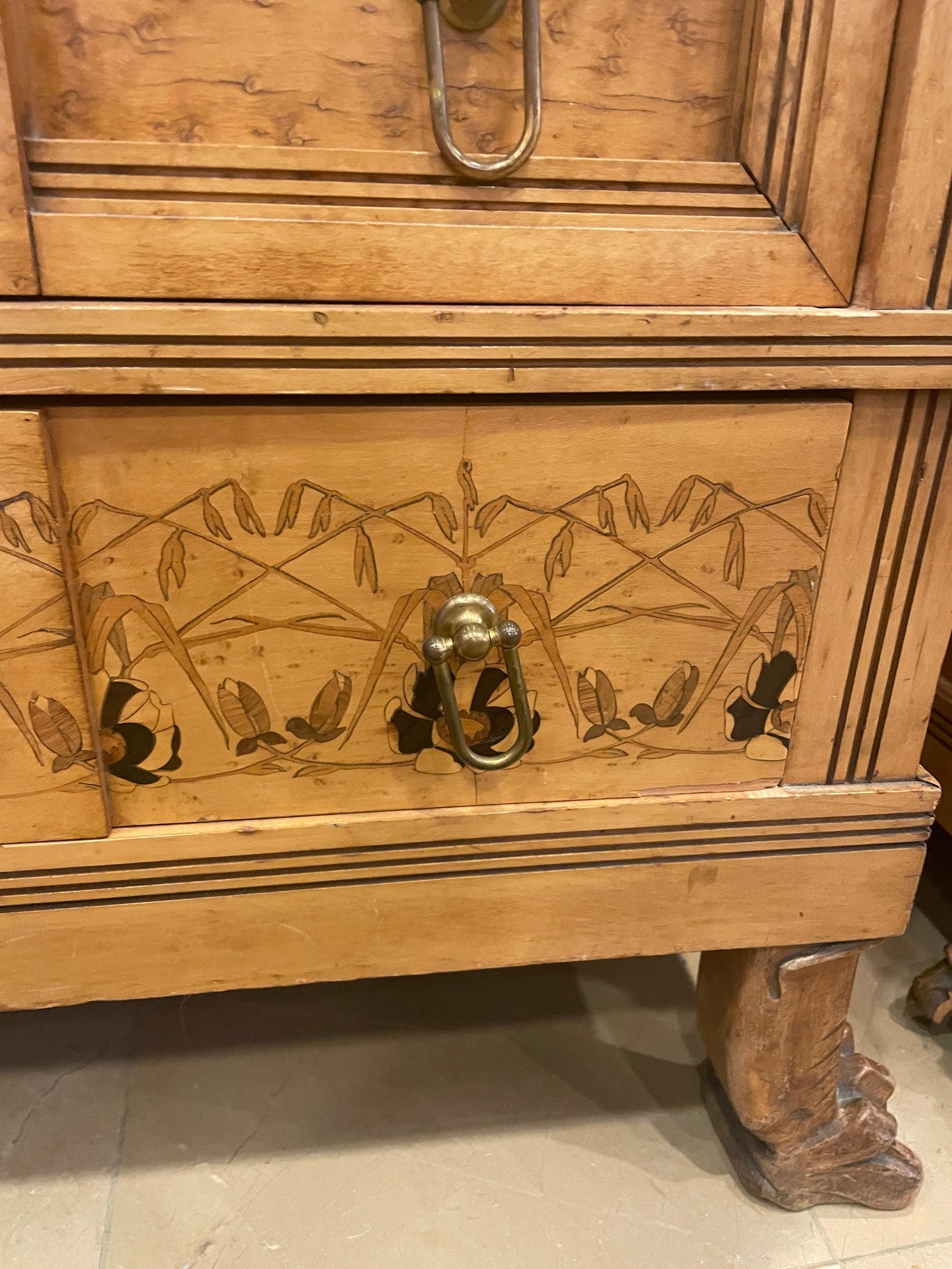Continental 19th Century Birdseye maple with marquetry Dresser, AS IS (0H8001)