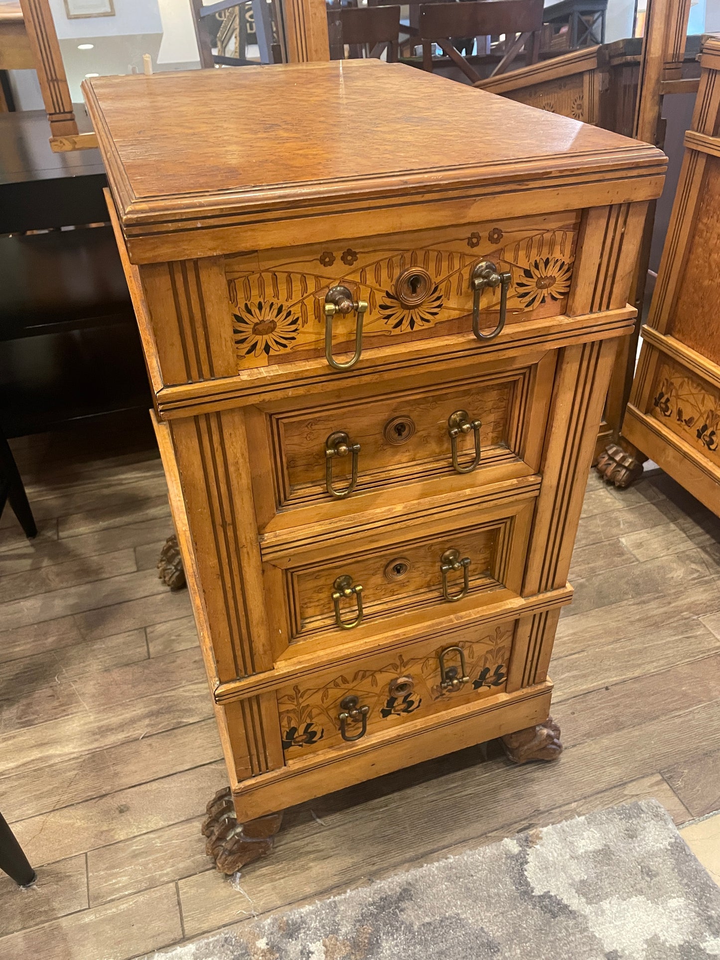 Continental 19th Century Birdseye maple with marquetry Dressing Table AS IS (0H8003)