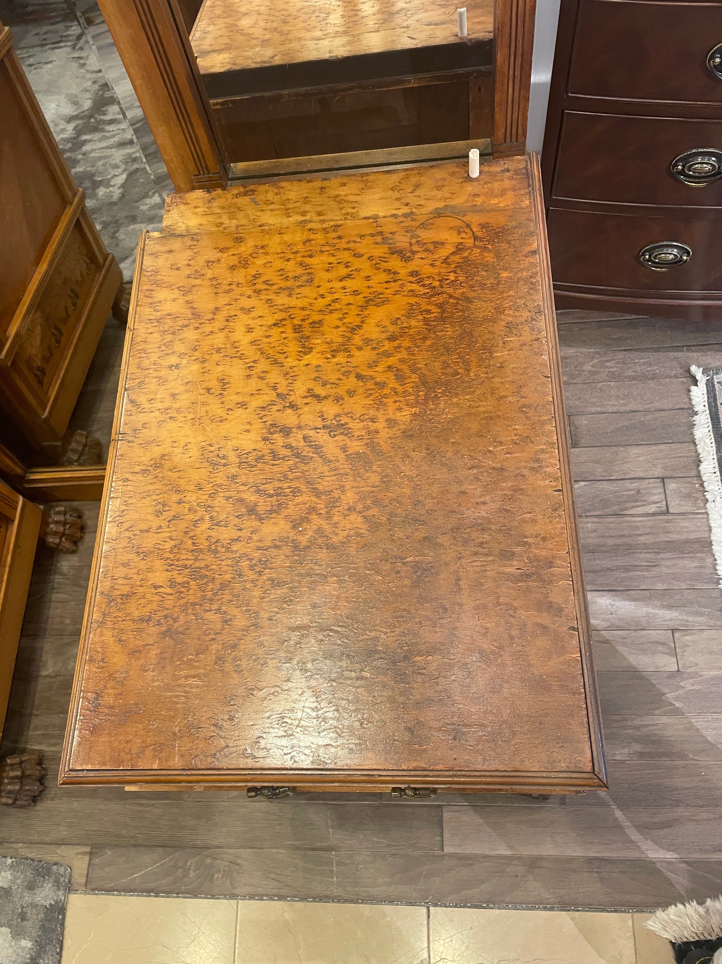 Continental 19th Century Birdseye maple with marquetry Dressing Table AS IS (0H8003)