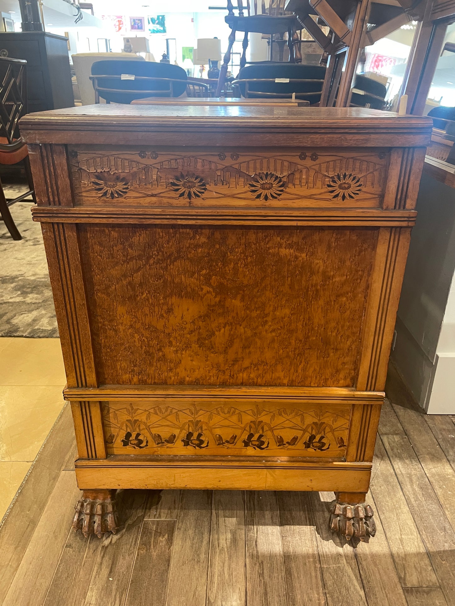 Continental 19th Century Birdseye maple with marquetry Dressing Table AS IS (0H8003)