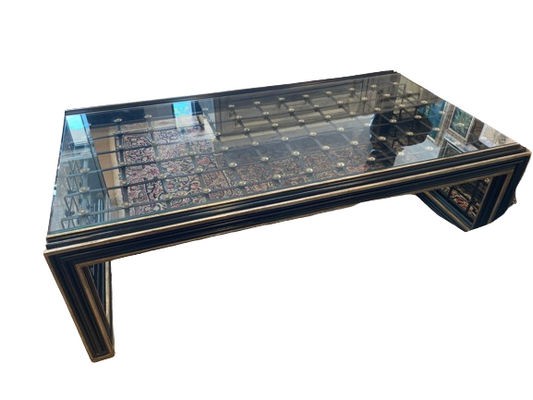 Marge Carson Glass and Metal Parsons Coffee Table (Two Available) (0D5001)