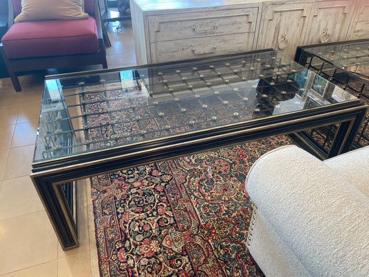 Marge Carson Glass and Metal Parsons Coffee Table