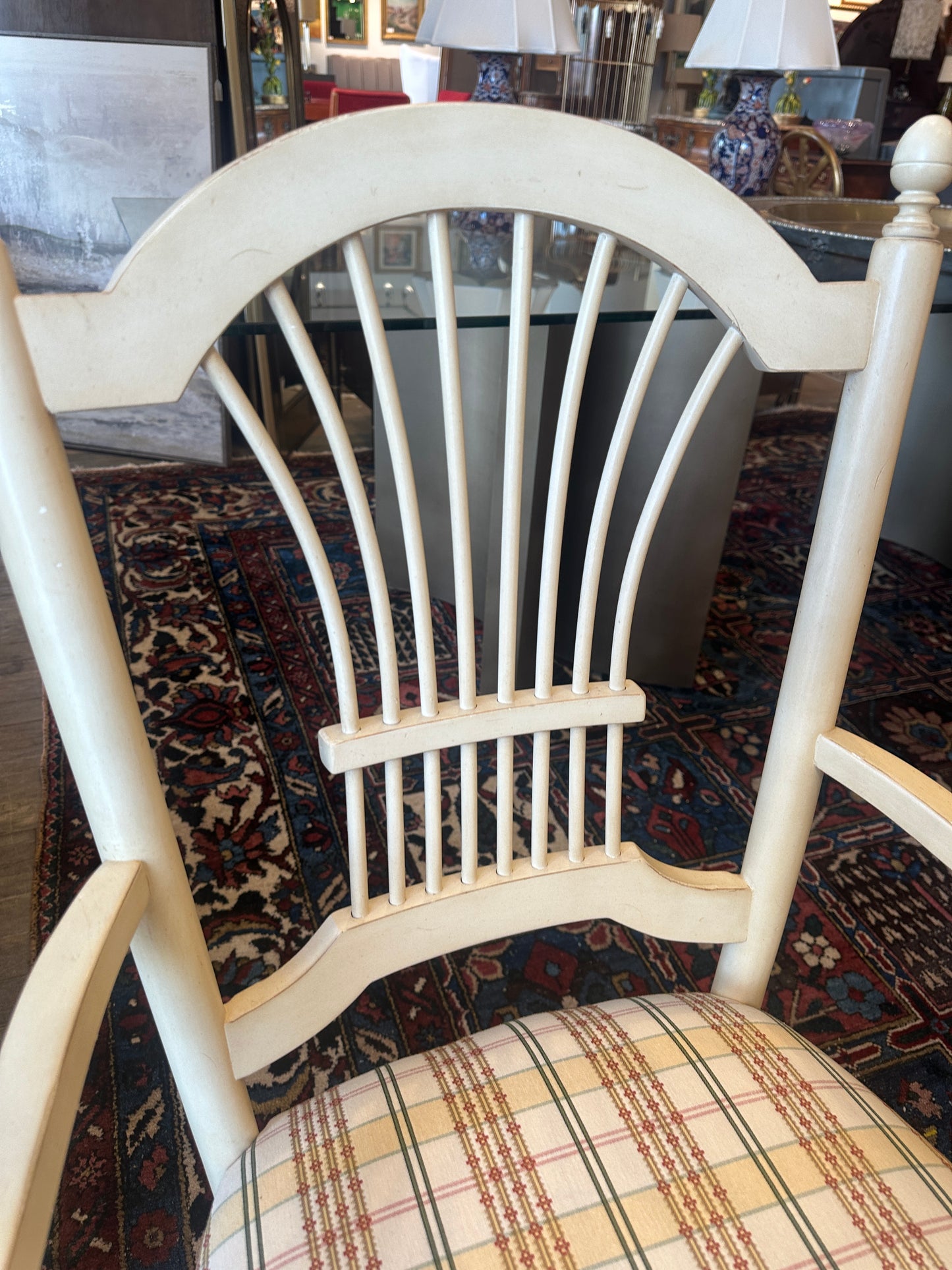 Ethan Allen Dining table with 6 Wheatback Chairs, a set AS IS (0NO001)