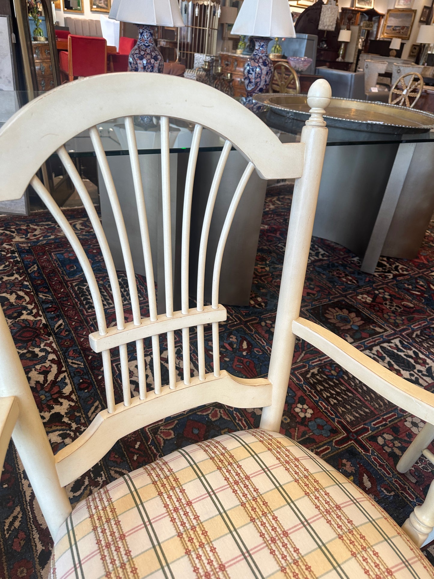Ethan Allen Dining table with 6 Wheatback Chairs, a set AS IS (0NO001)
