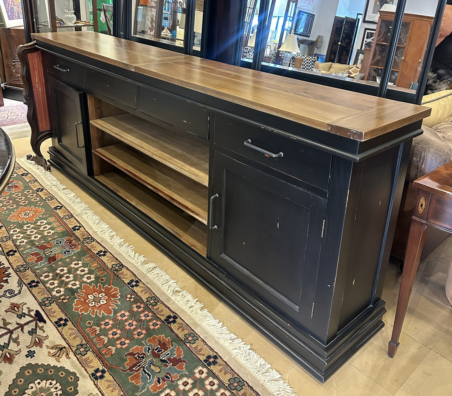 Black Credenza with Natural Top (0N200O)
