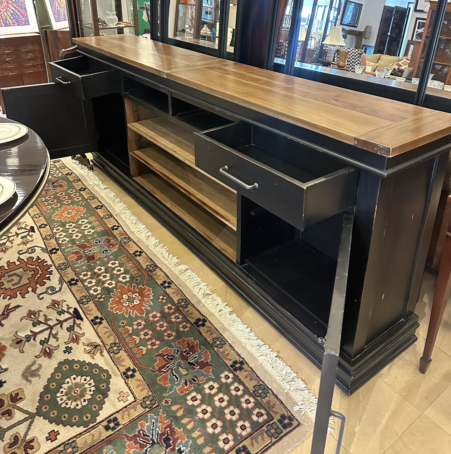 Black Credenza with Natural Top (0N200O)