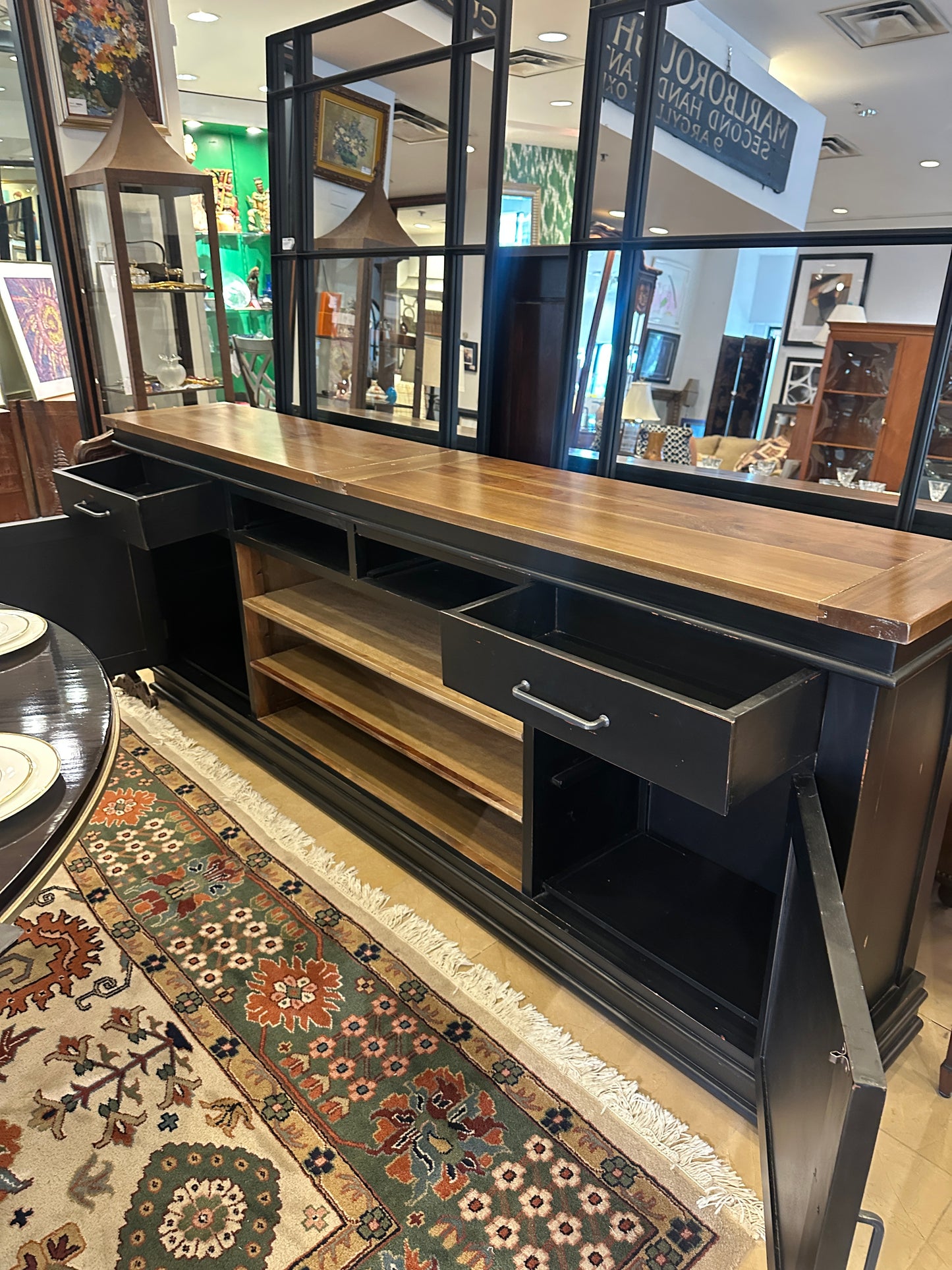 Black Credenza with Natural Top (0N200O)