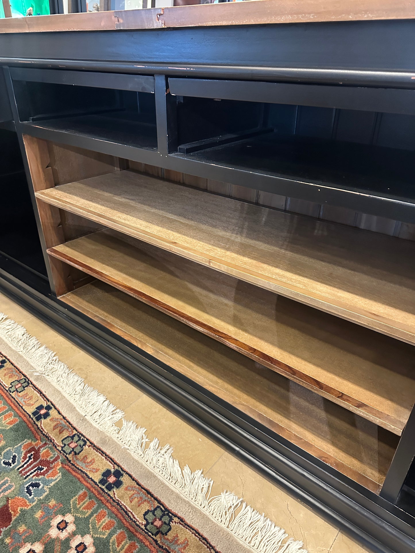 Black Credenza with Natural Top (0N200O)