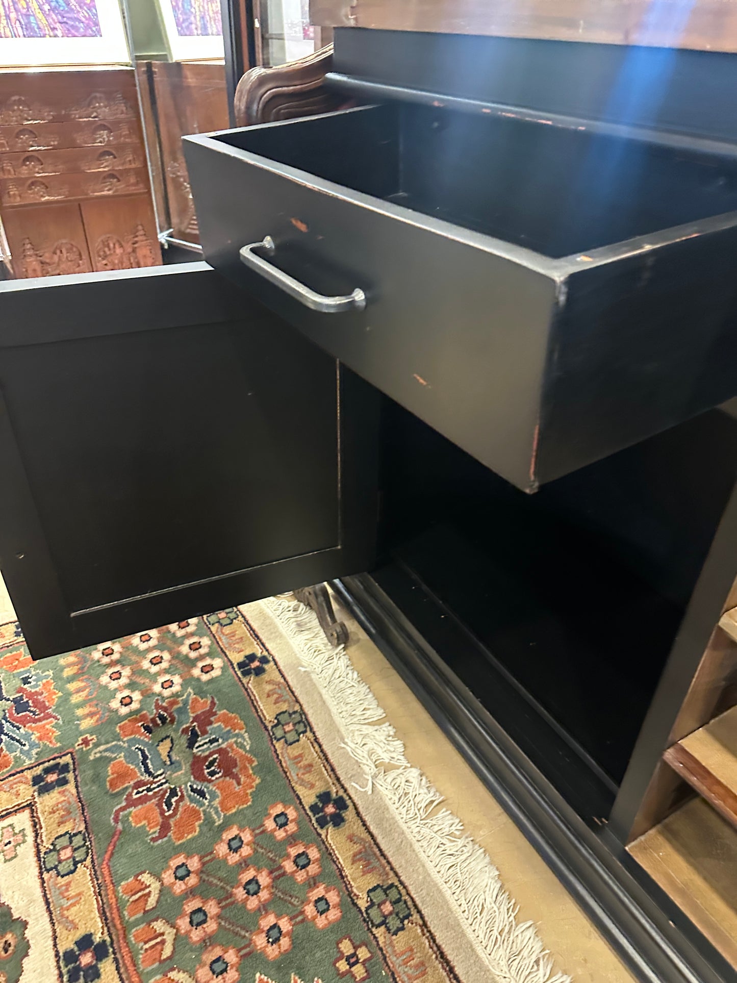 Black Credenza with Natural Top (0N200O)