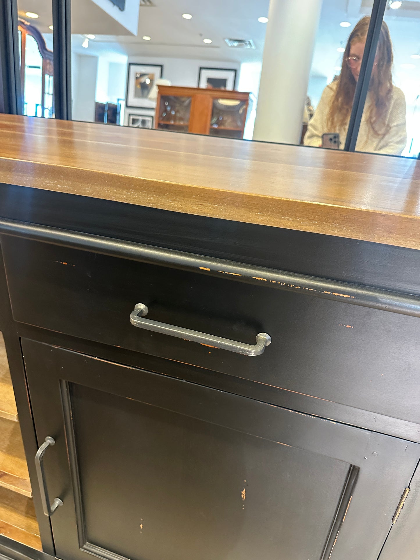 Black Credenza with Natural Top (0N200O)
