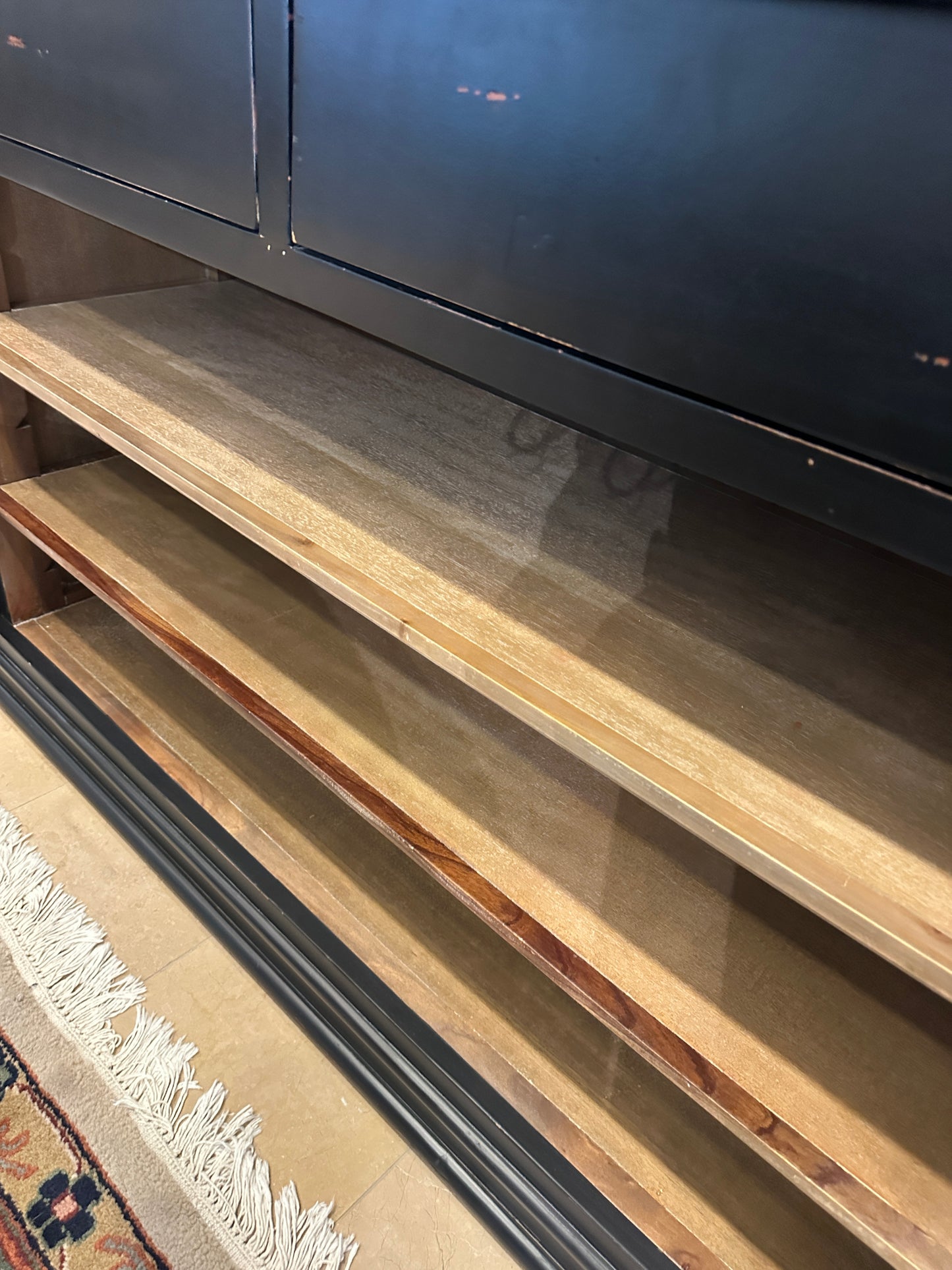 Black Credenza with Natural Top (0N200O)