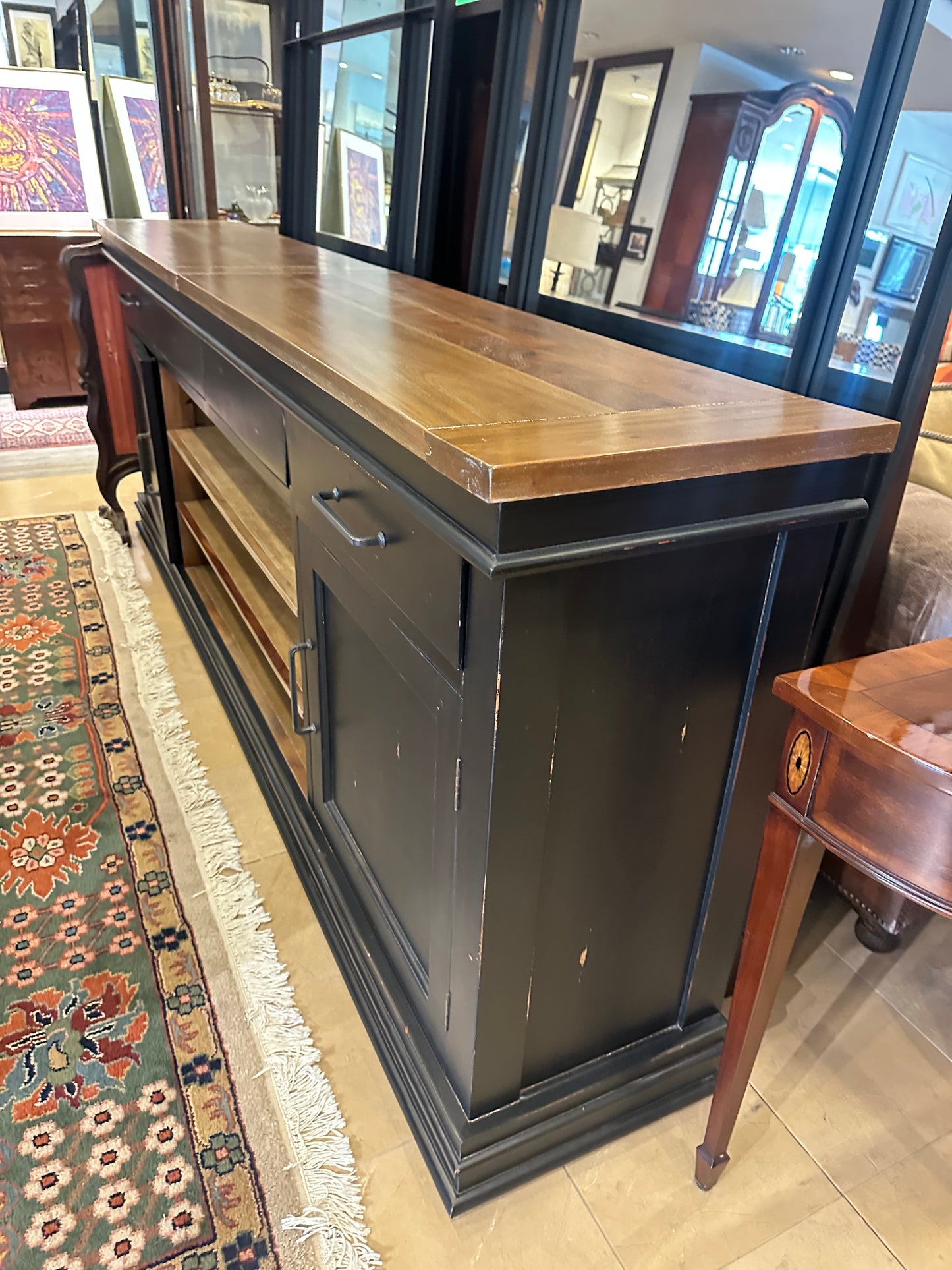 Black Credenza with Natural Top (0N200O)