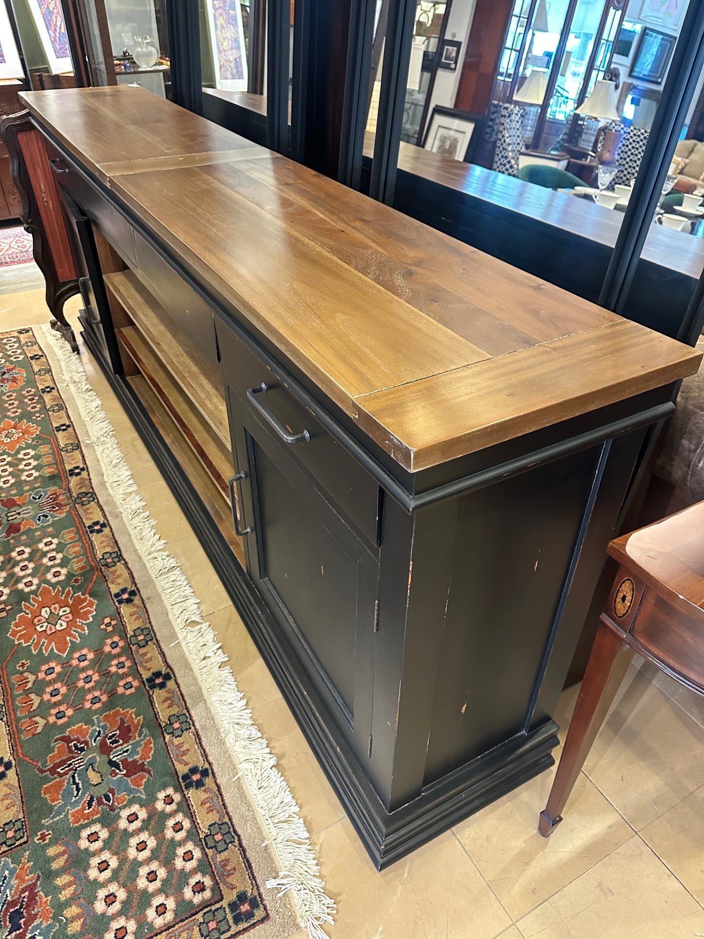 Black Credenza with Natural Top (0N200O)