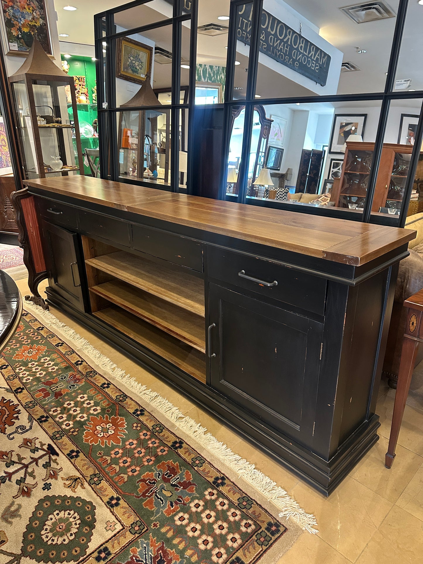 Black Credenza with Natural Top (0N200O)