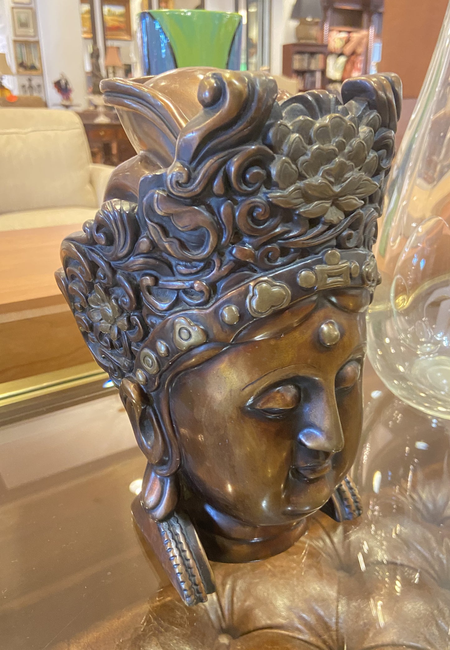Bronze Guanyin Head Sculpture (W5FA1N)