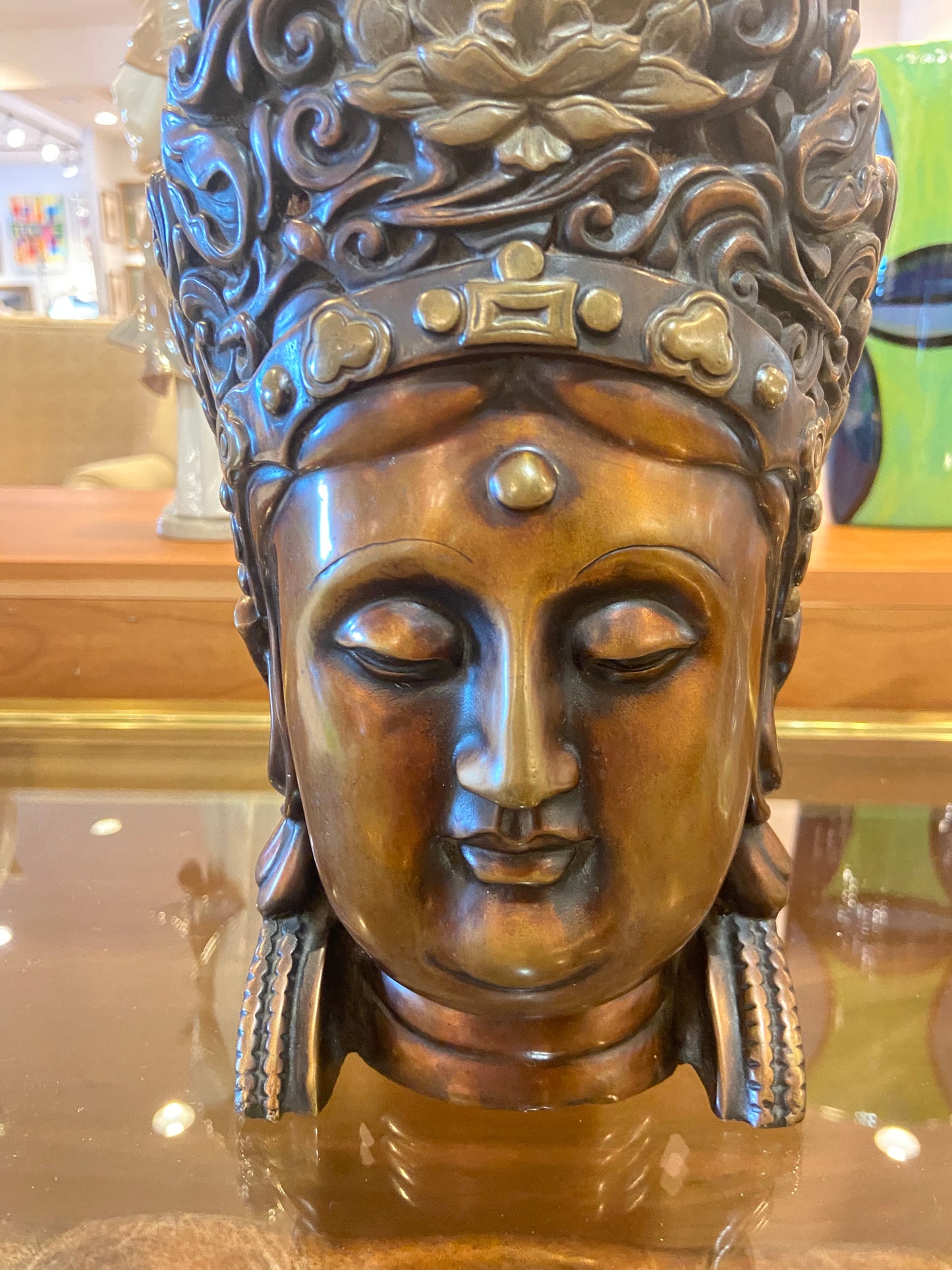 Bronze Guanyin Head Sculpture (W5FA1N)