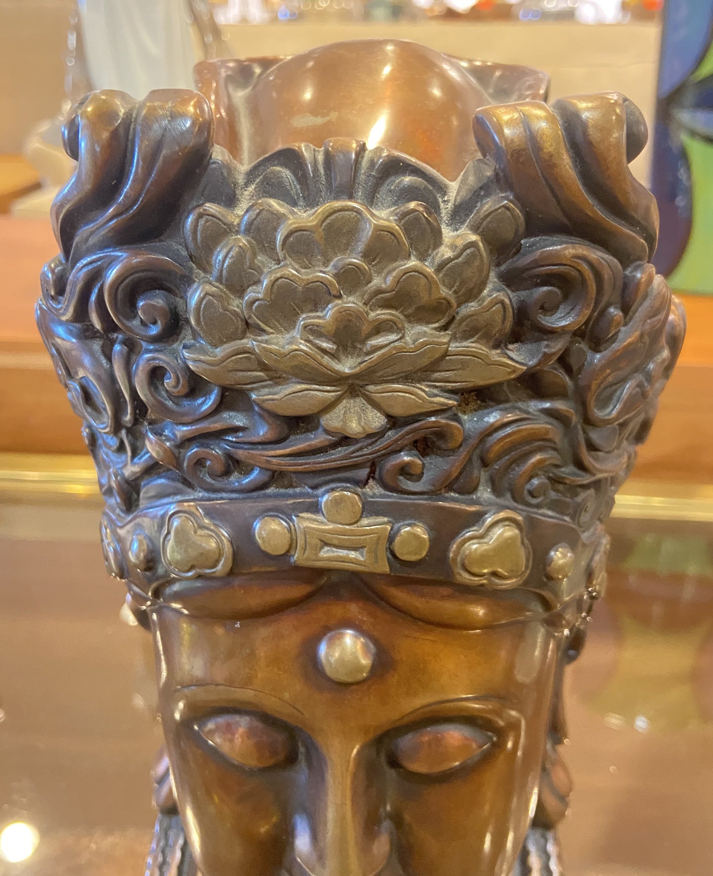 Bronze Guanyin Head Sculpture (W5FA1N)