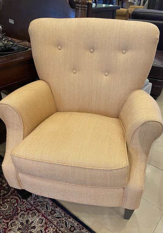 Tufted Back Occasional Chair in Marigold Upholstery