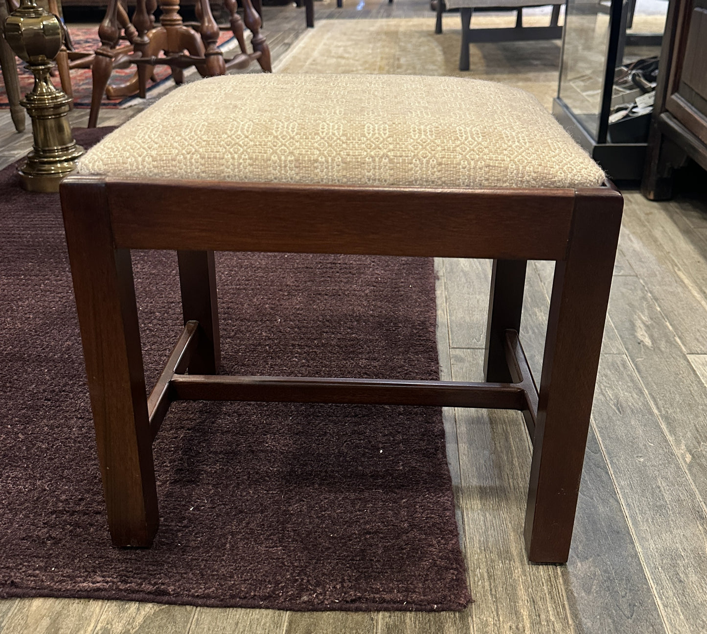 Antique Footstool, reupholstered (white) (0C400T)