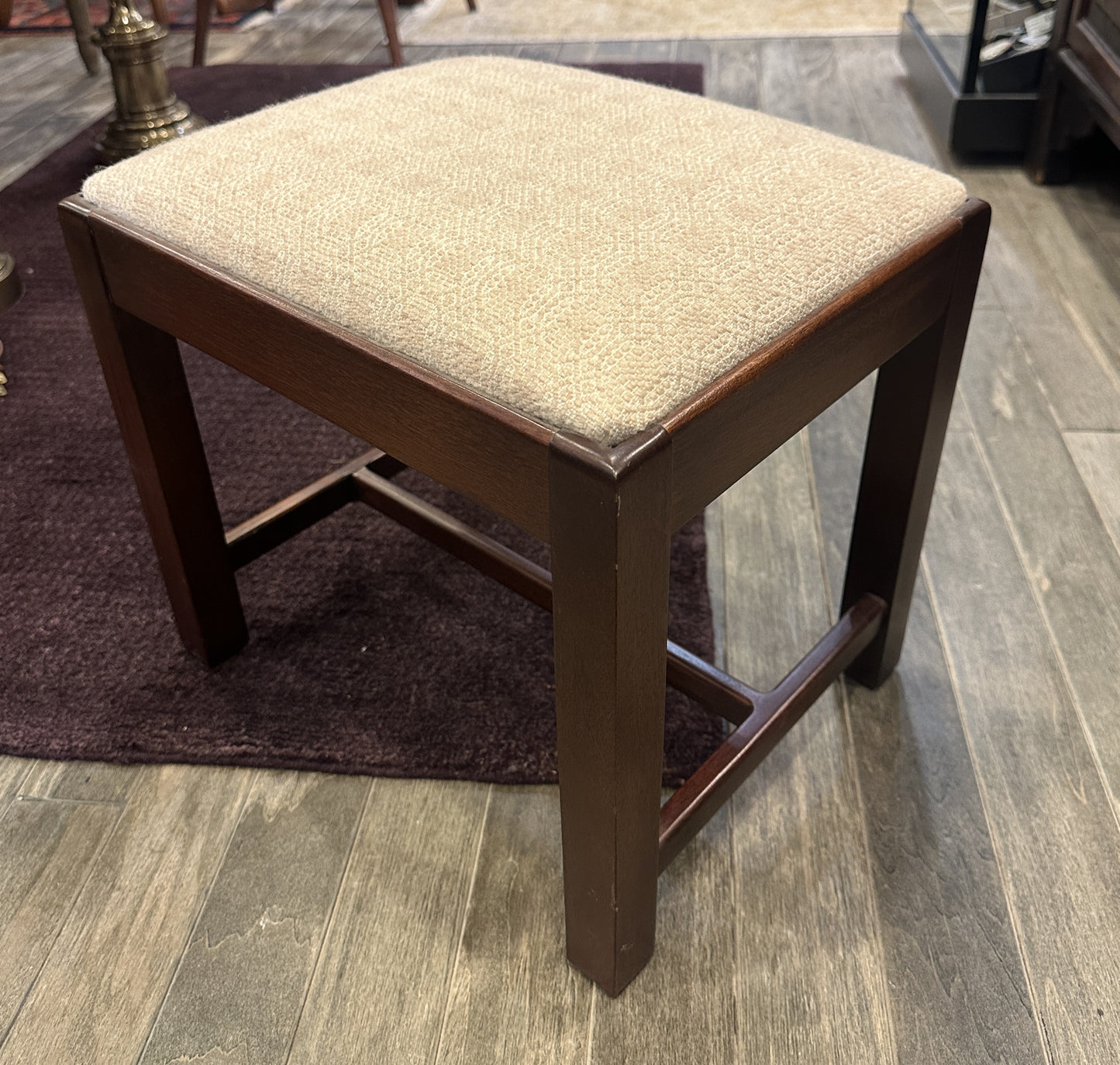 Antique Footstool, reupholstered (white) (0C400T)