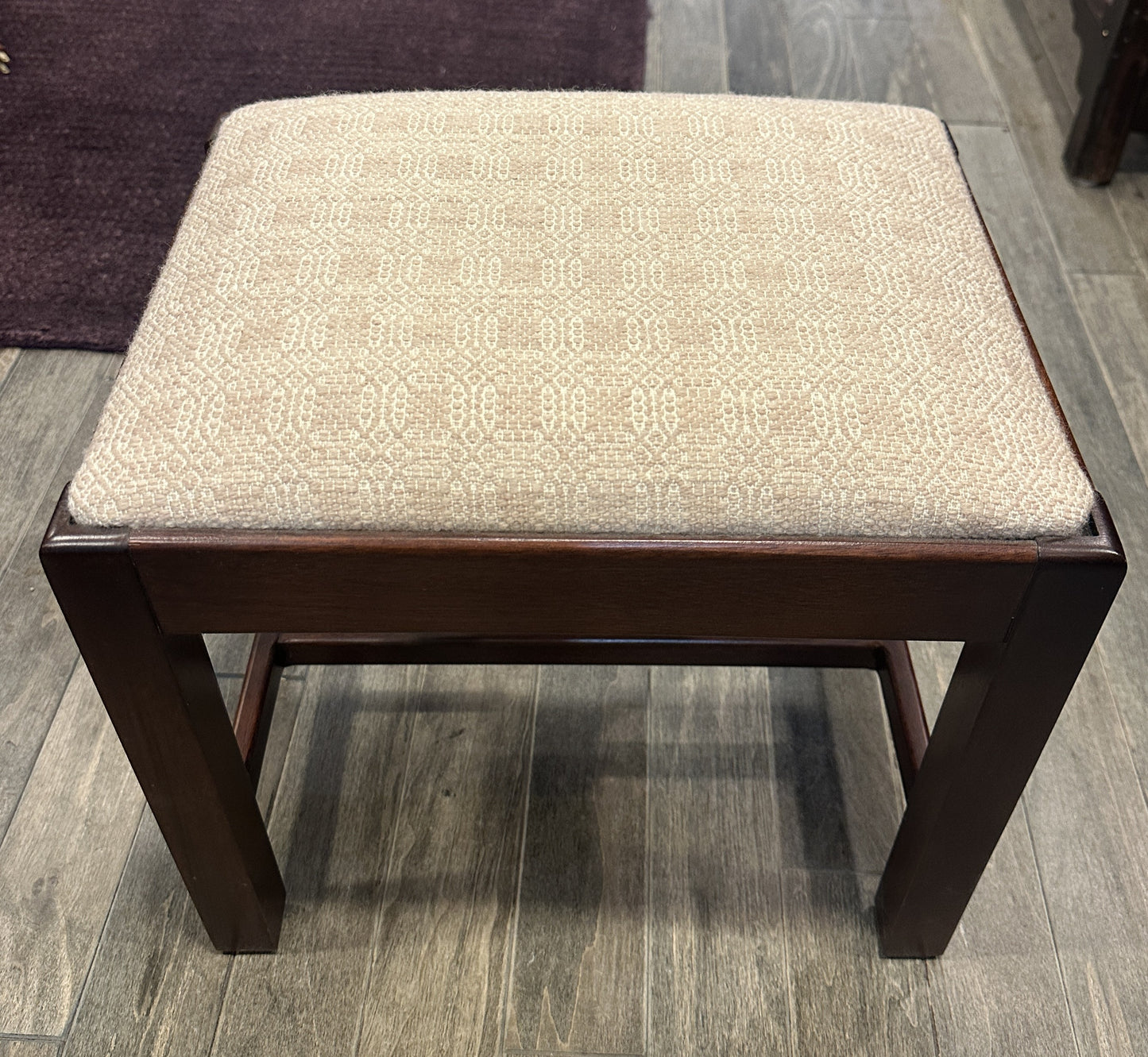 Antique Footstool, reupholstered (white) (0C400T)