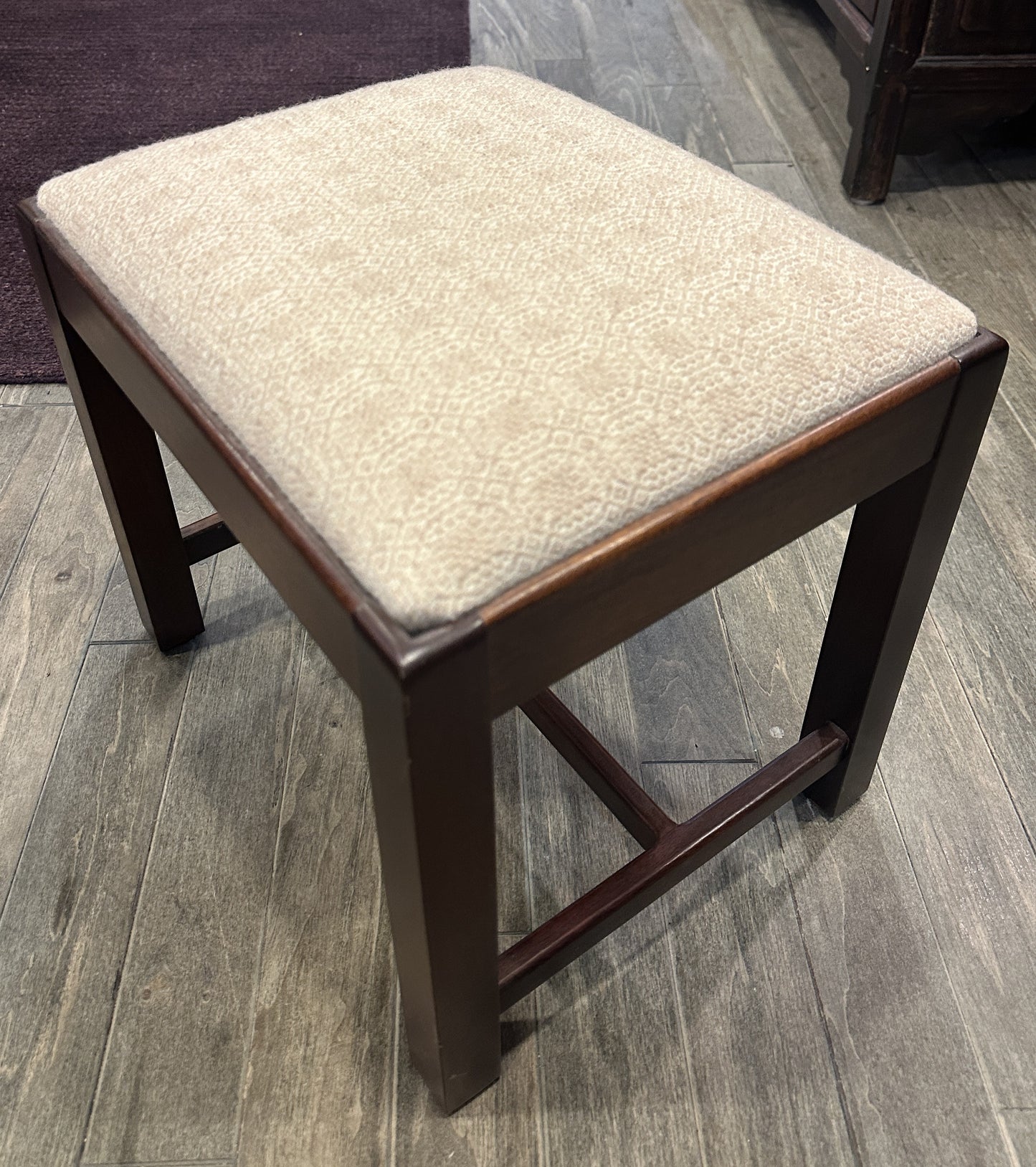 Antique Footstool, reupholstered (white) (0C400T)