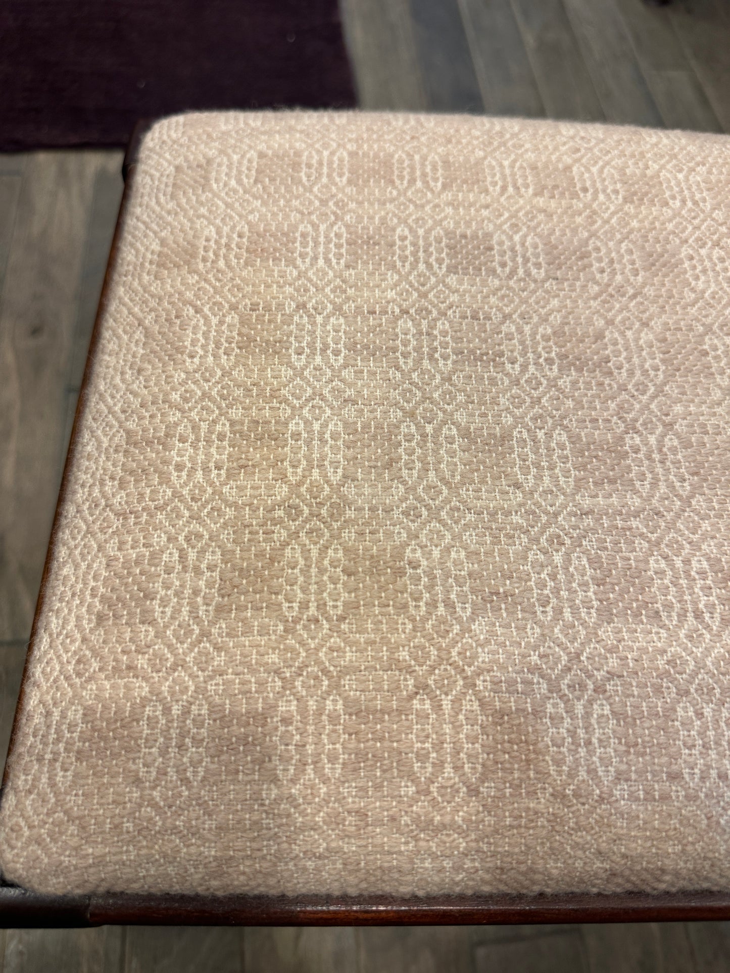 Antique Footstool, reupholstered (white) (0C400T)