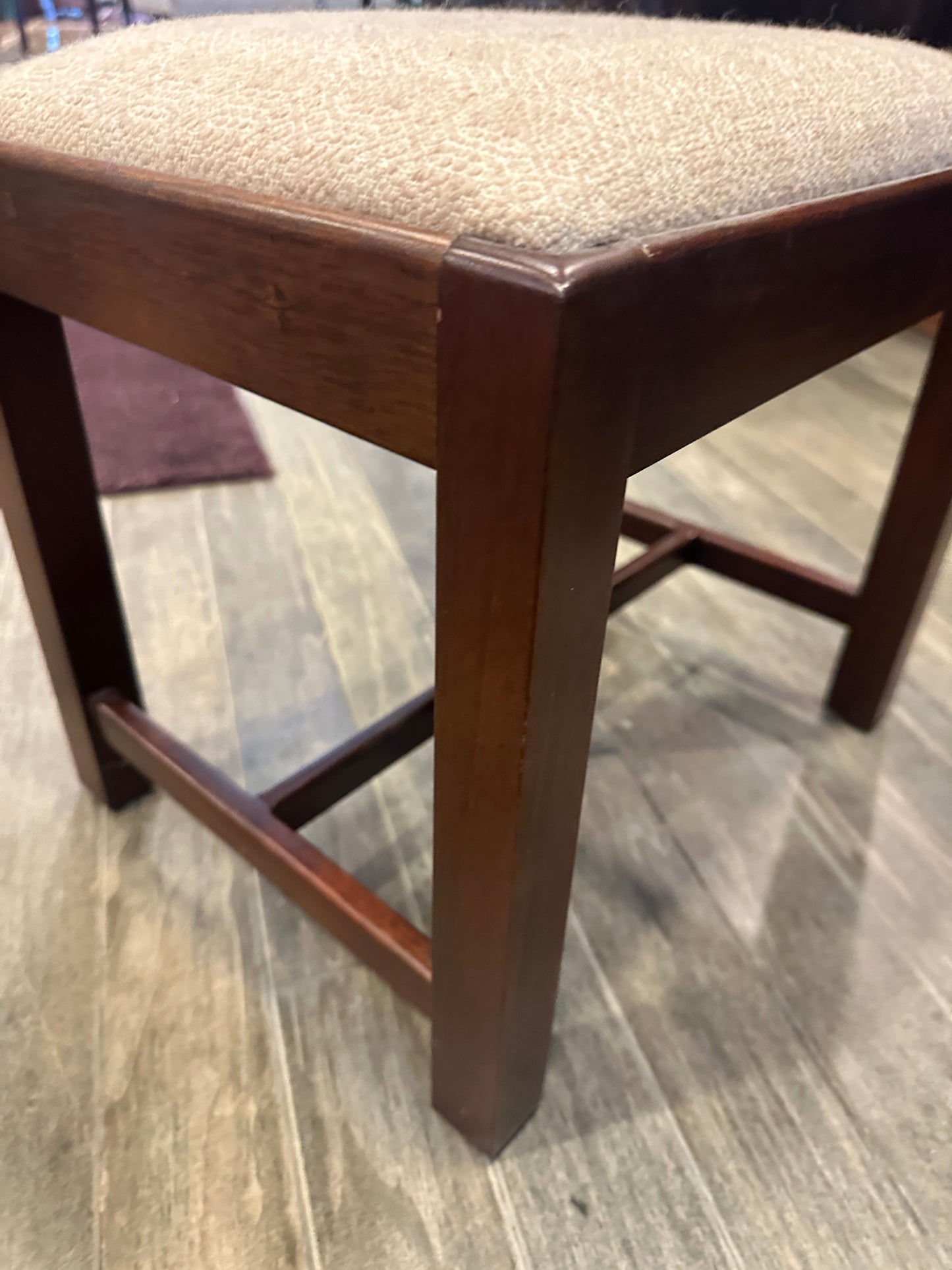 Antique Footstool, reupholstered (white) (0C400T)