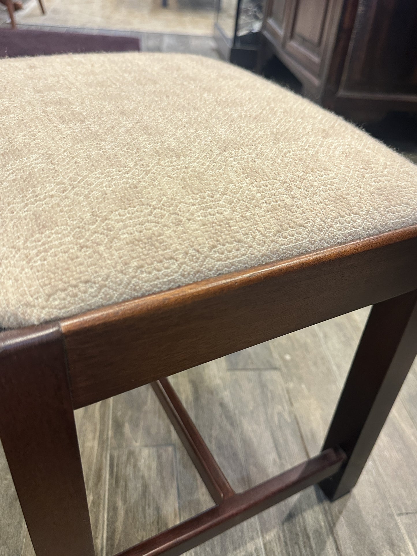 Antique Footstool, reupholstered (white) (0C400T)