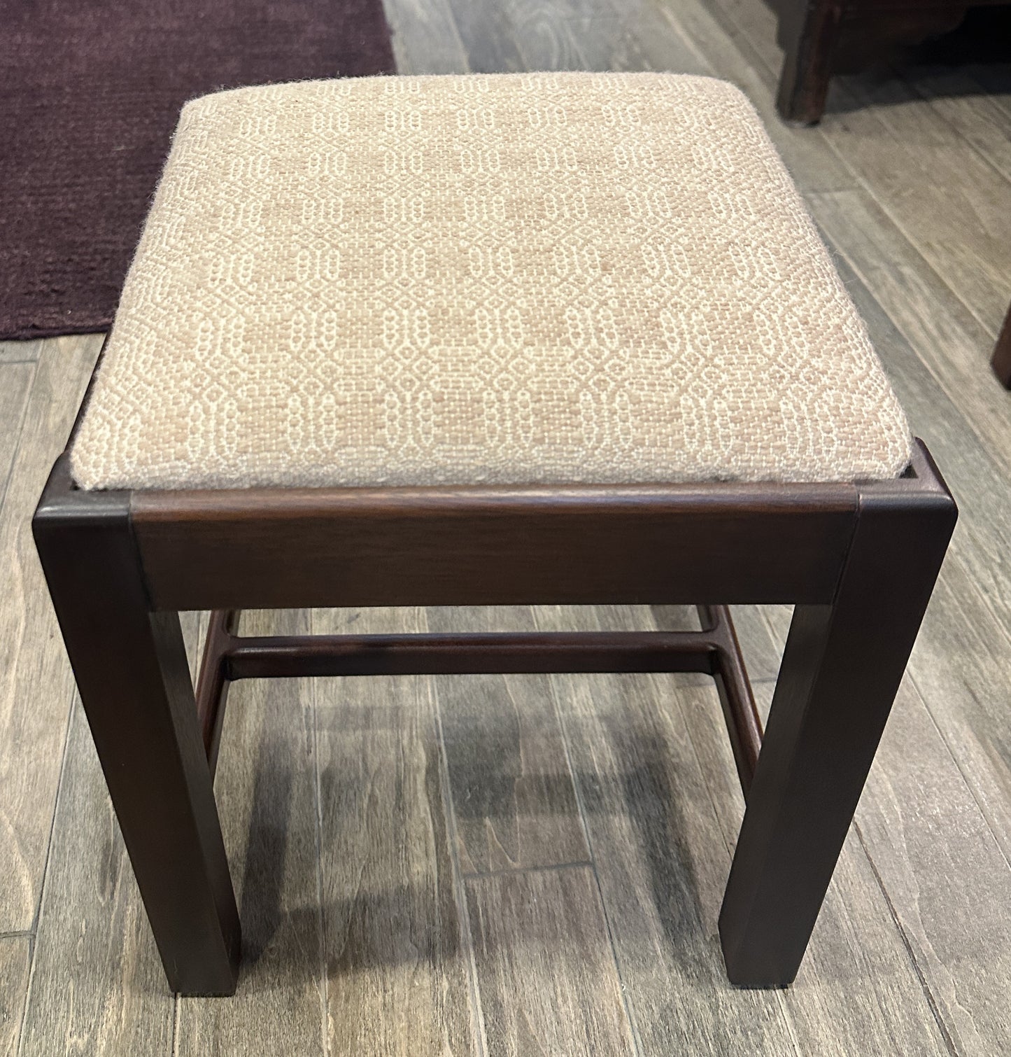 Antique Footstool, reupholstered (white) (0C400U)