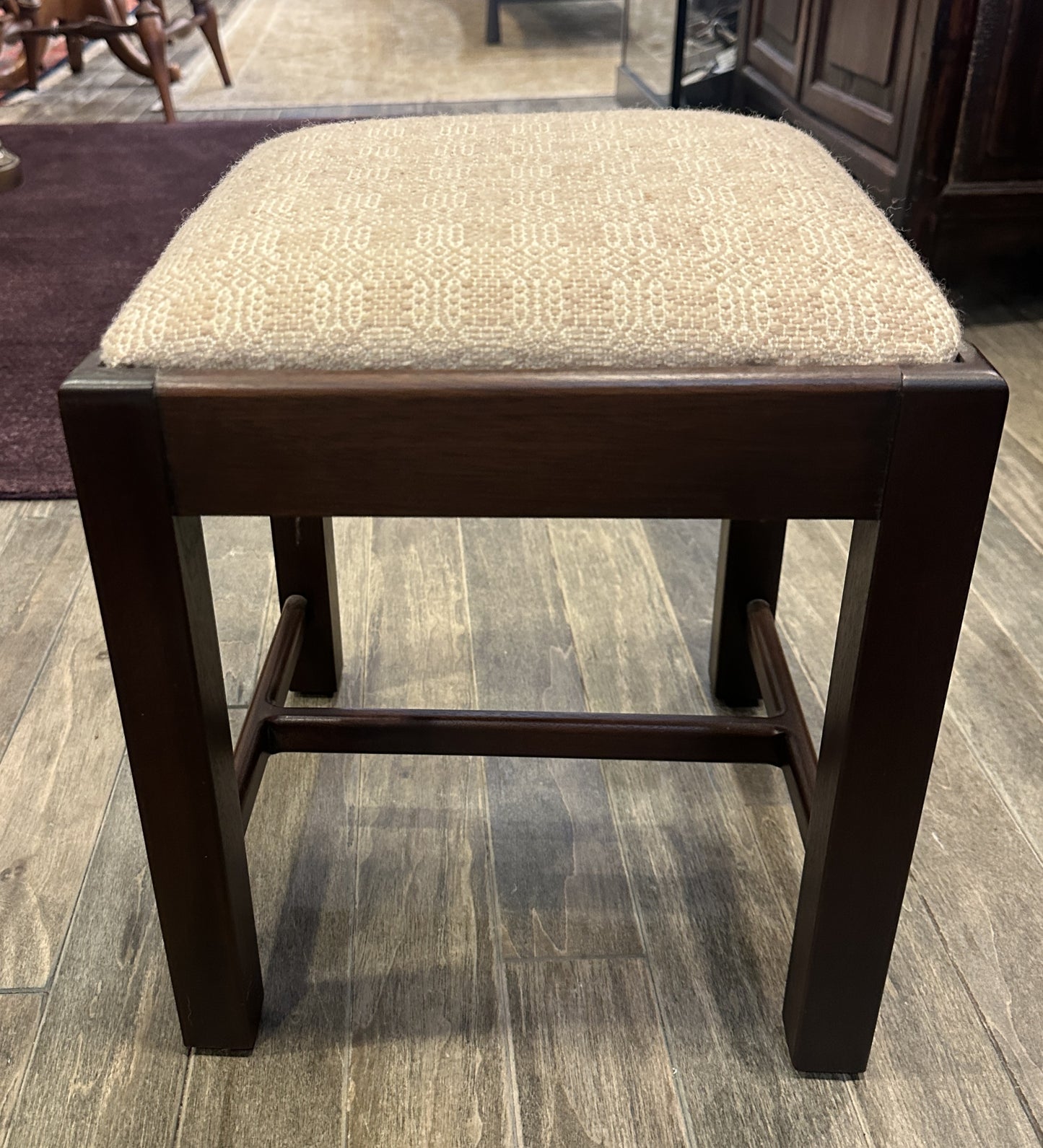 Antique Footstool, reupholstered (white) (0C400U)
