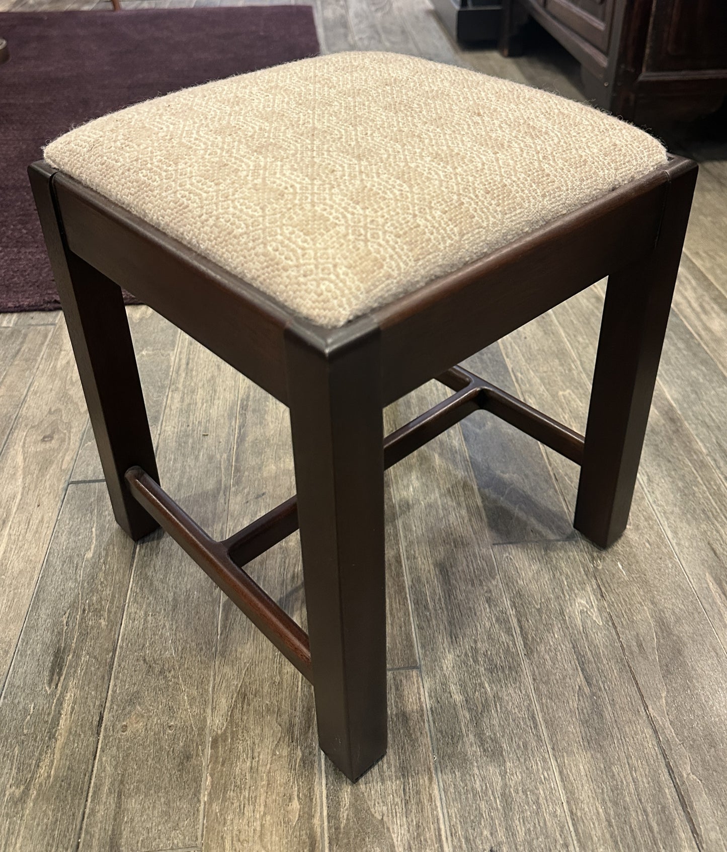Antique Footstool, reupholstered (white) (0C400U)