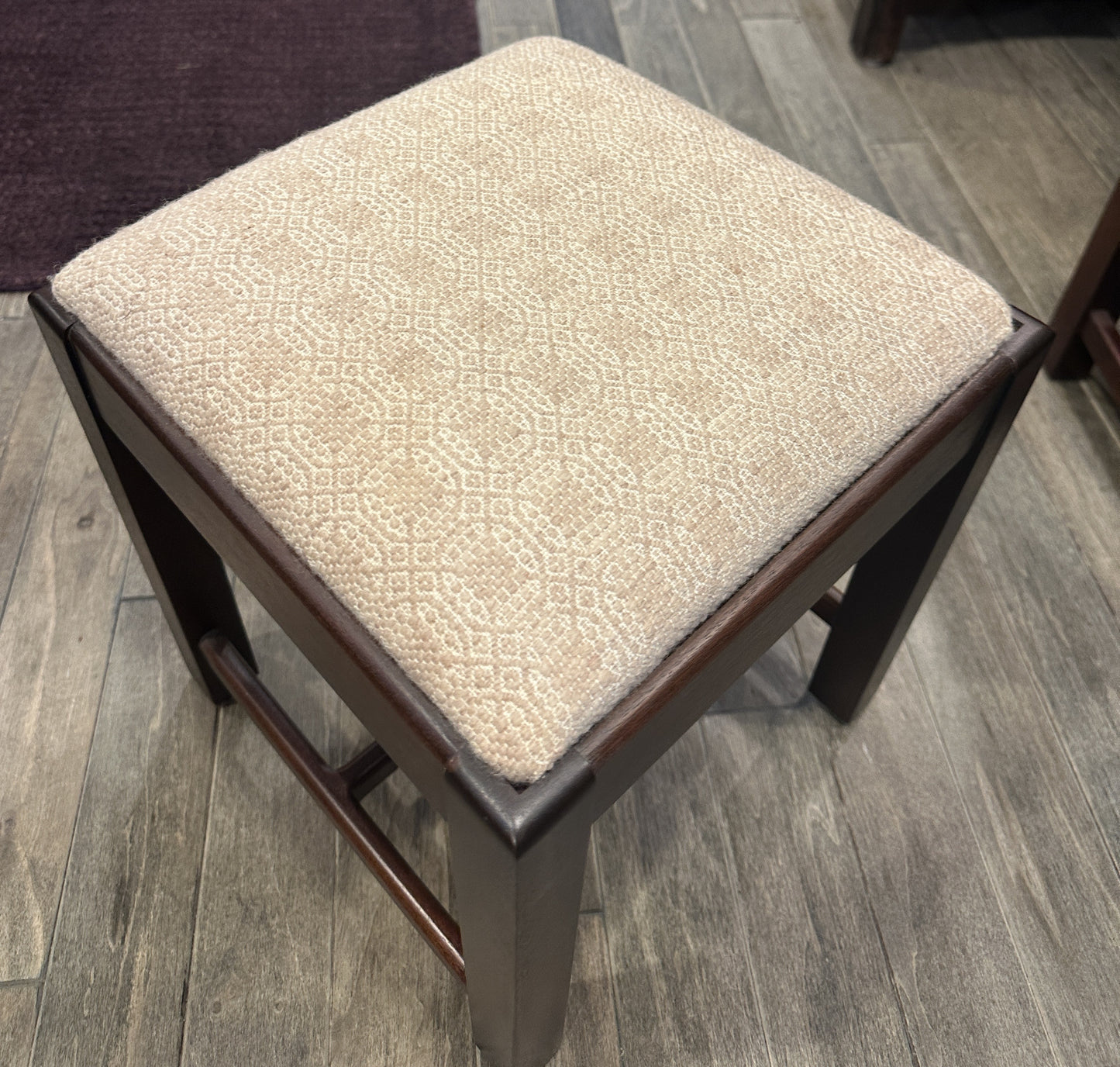 Antique Footstool, reupholstered (white) (0C400U)