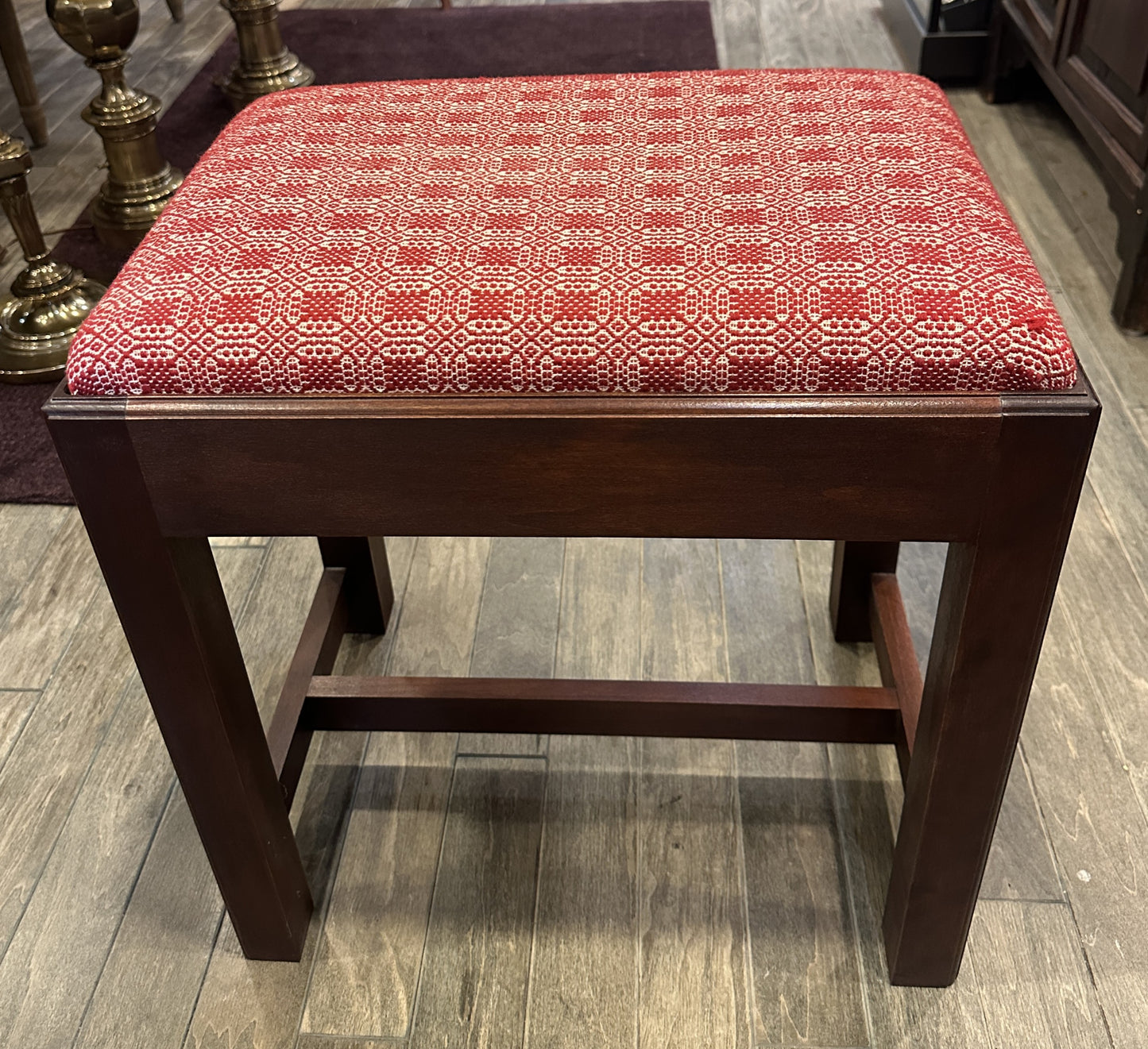 Antique Footstool, Reupholstered (red) (0C400S)