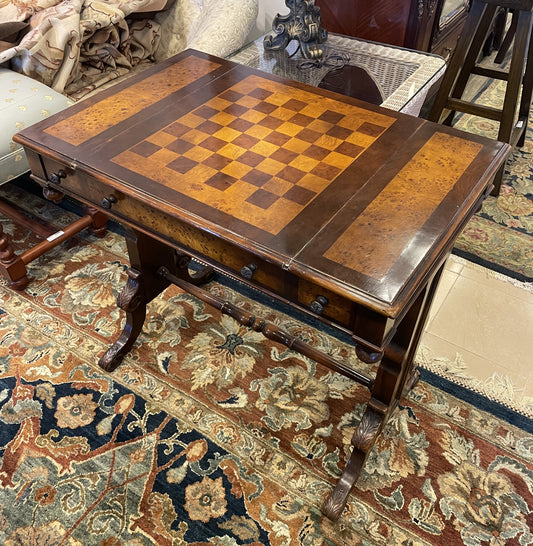 Chess/Backgammon Table with Sliding Top, attr. Theodore Alexander